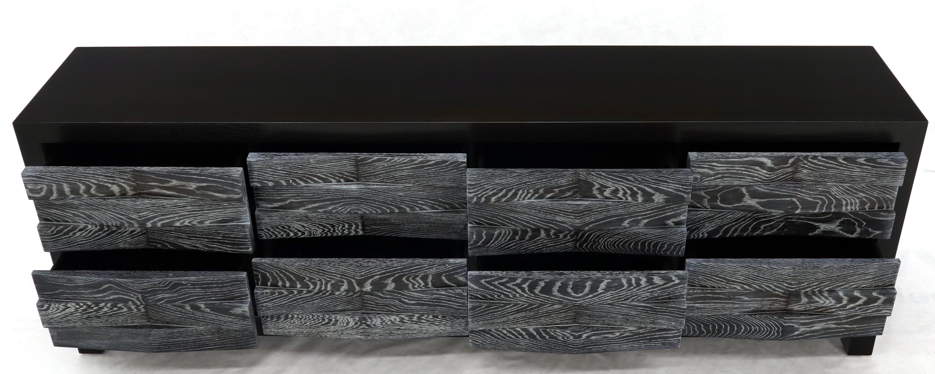 Extra Long Ceruised Limed Oak Basket Weave Front Drawers Dresser