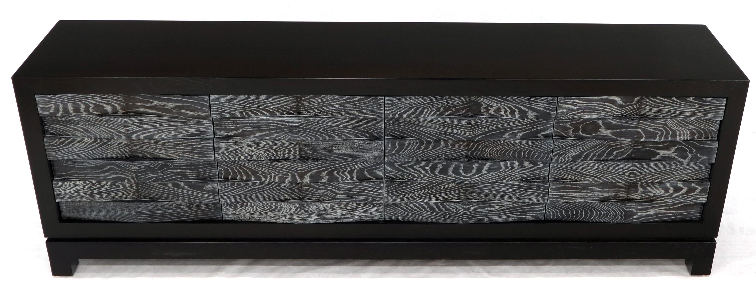 Extra Long Ceruised Limed Oak Basket Weave Front Drawers Dresser