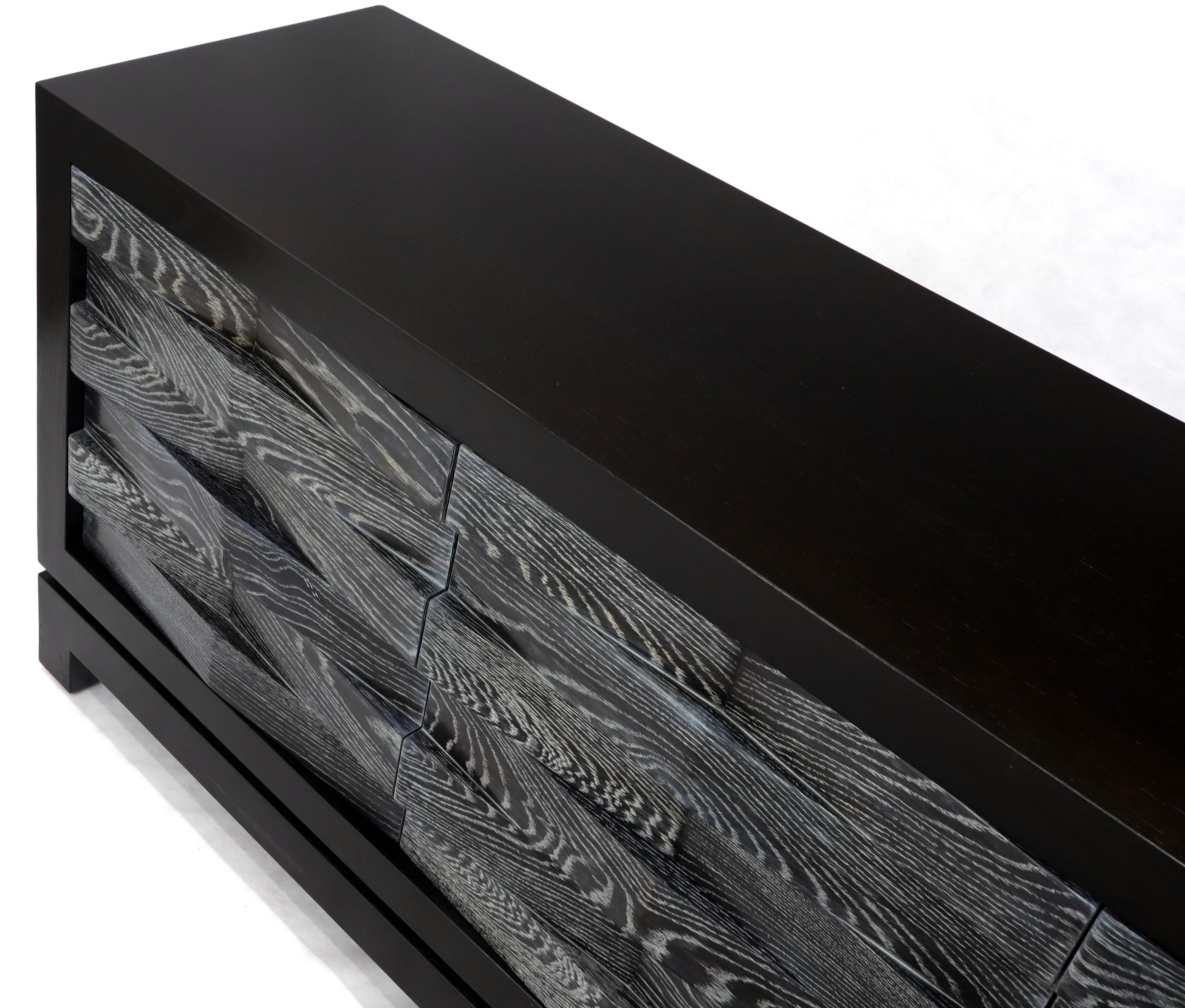 Extra Long Ceruised Limed Oak Basket Weave Front Drawers Dresser