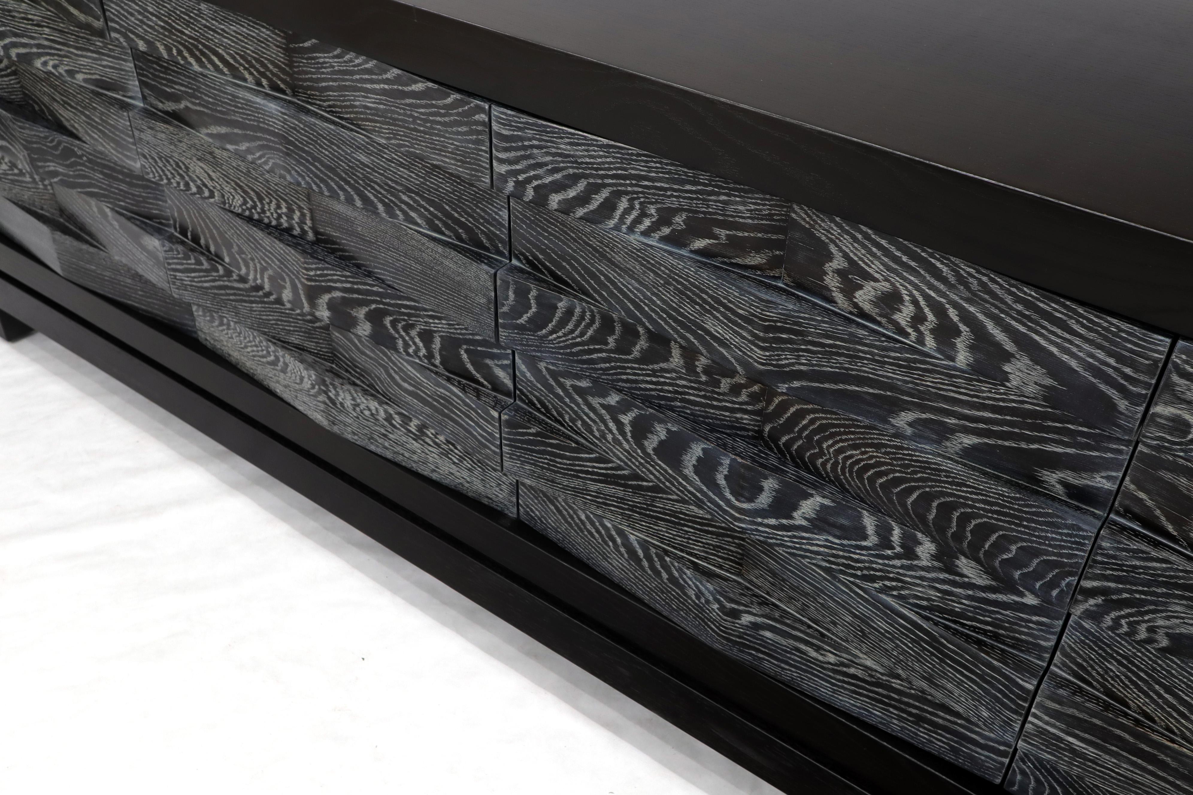 Extra Long Ceruised Limed Oak Basket Weave Front Drawers Dresser