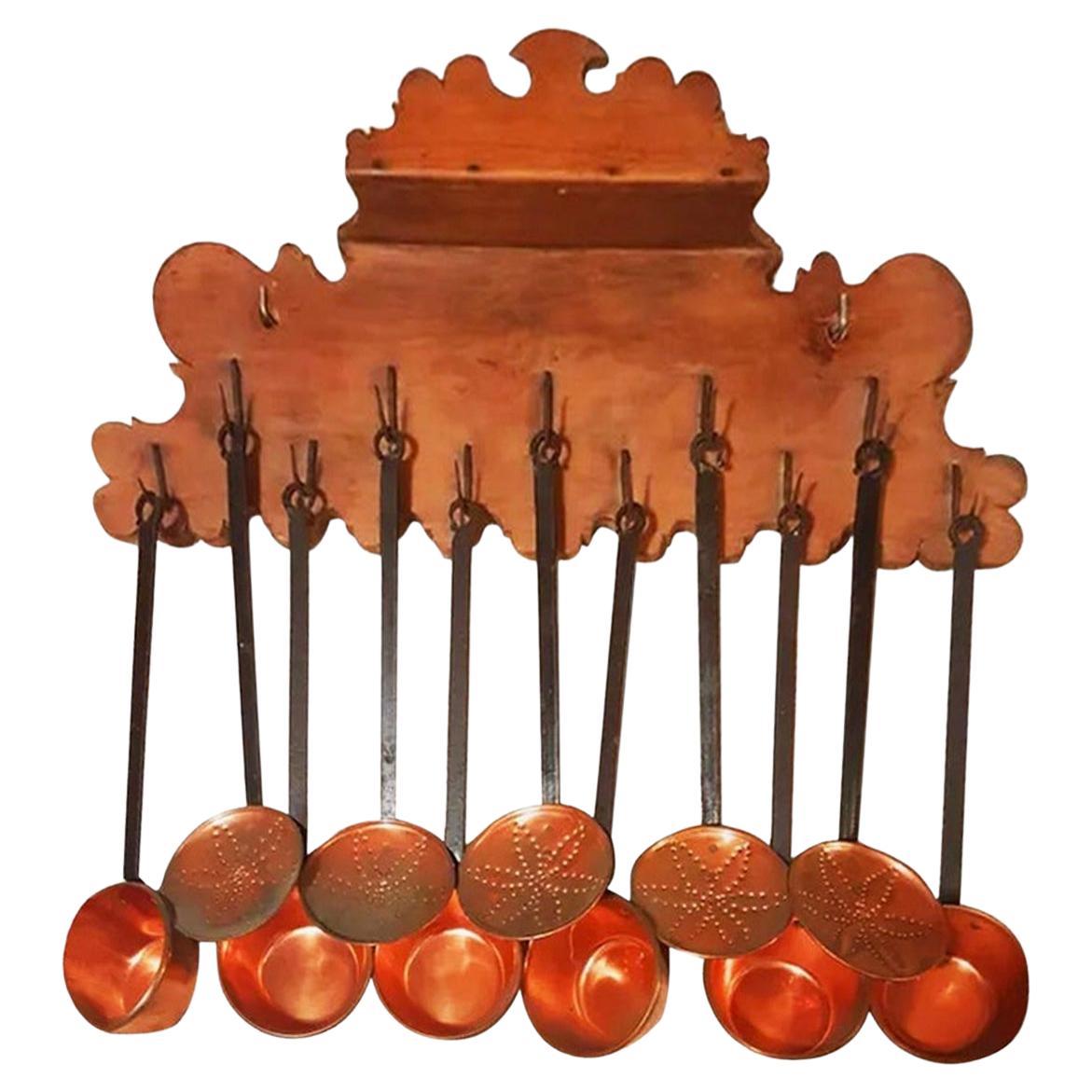 Large Copper Iron and Wood Kitchen Ornament Hanger Extra Large