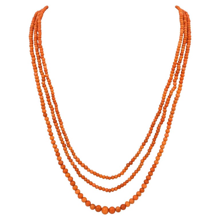 extra long coral necklace, For Sale at 1stDibs