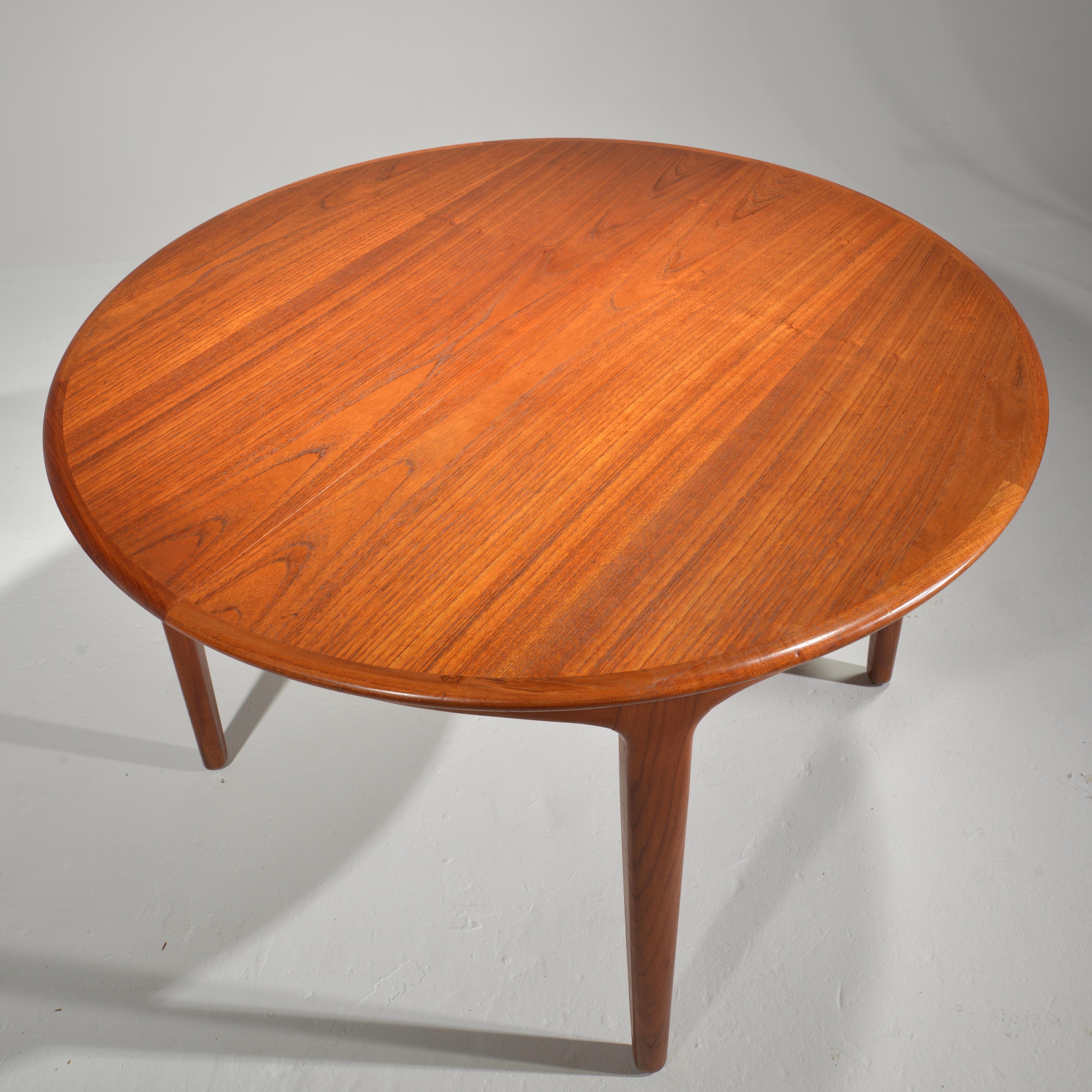 Extra Long Danish Teak Round Table with 4 Extensions by Henning Kjaernulf 2