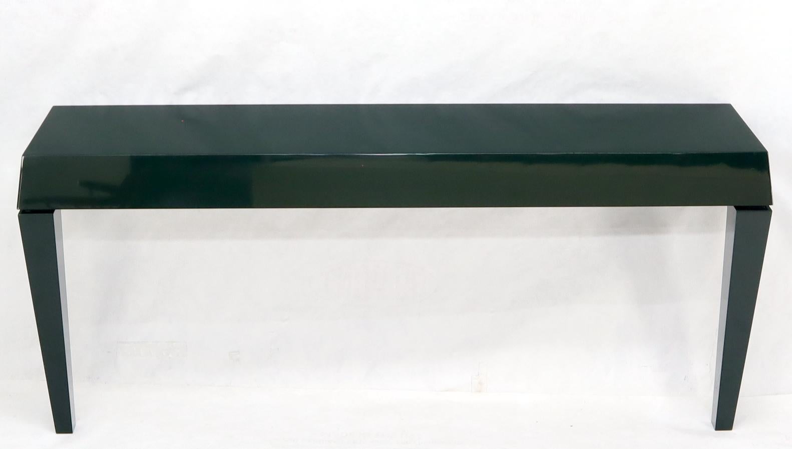 Hardwood Extra Long Dark Green Lacquer Console Wall Table For Sale