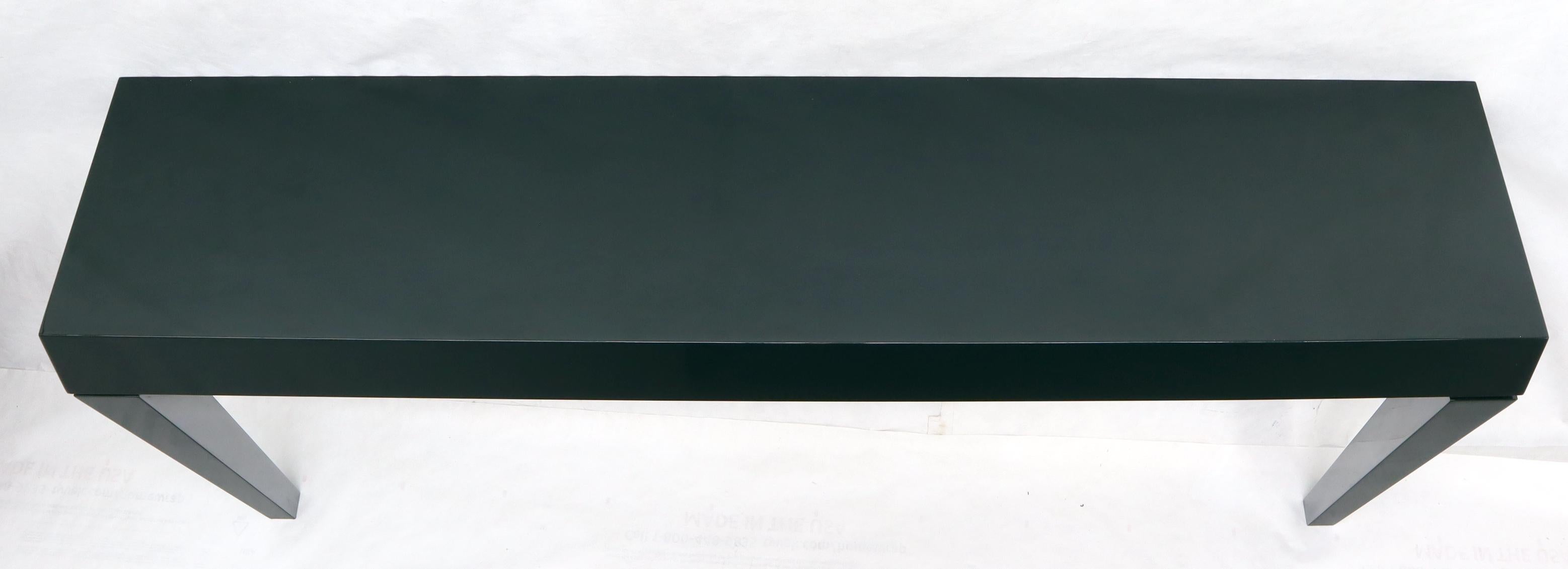 Mid-Century Modern Extra Long Dark Green Lacquer Console Wall Table For Sale