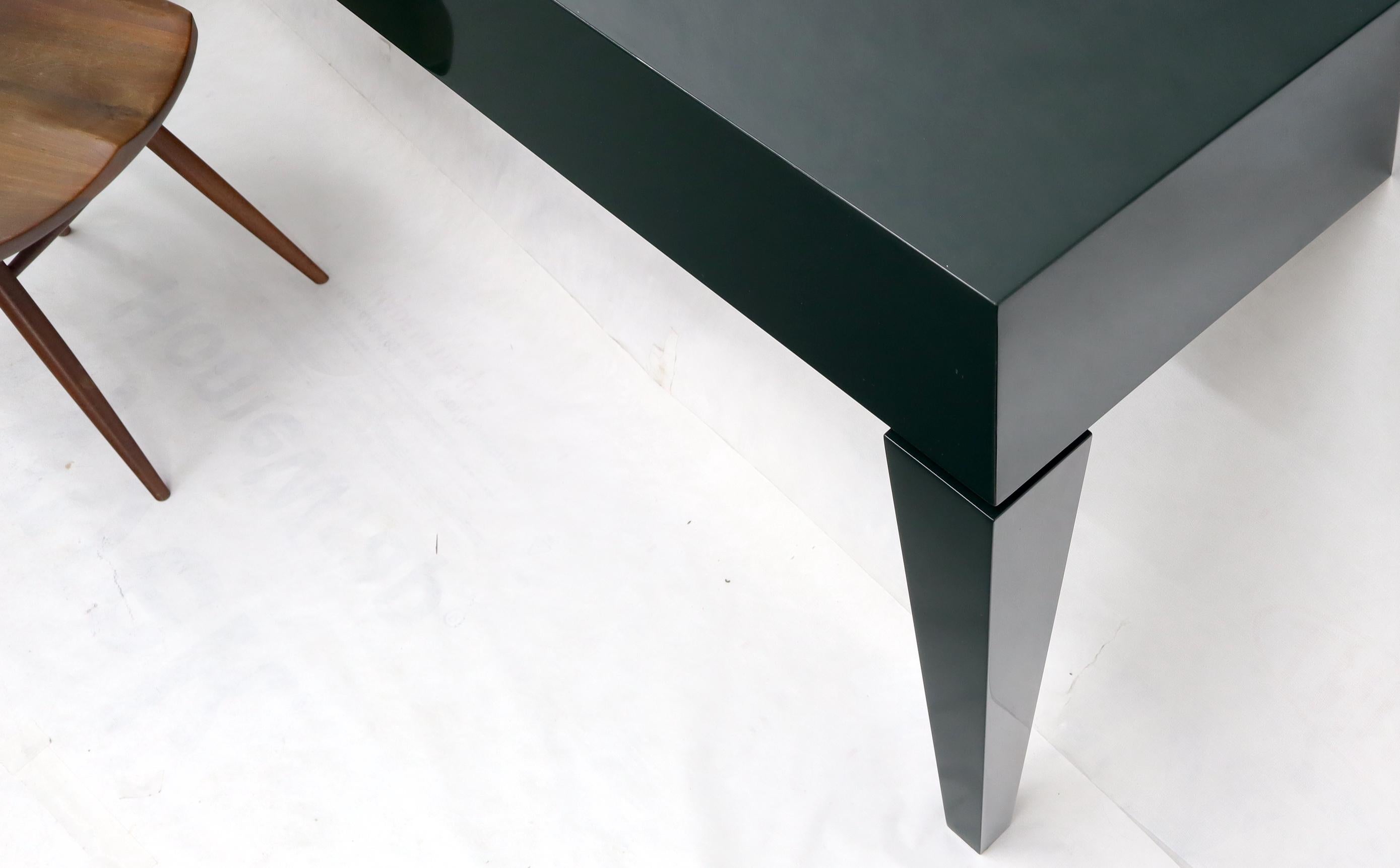 Lacquered Extra Long Dark Green Lacquer Console Wall Table For Sale