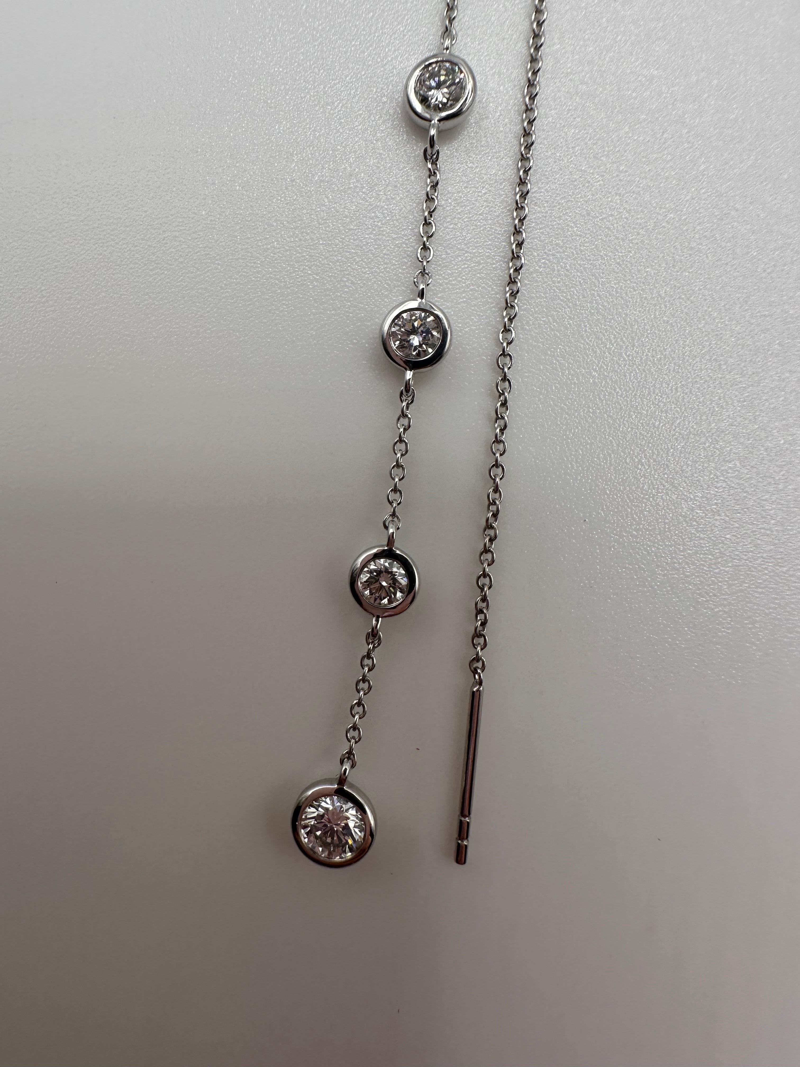 Women's or Men's Extra long diamonds by the yard earrings 18KT gold For Sale