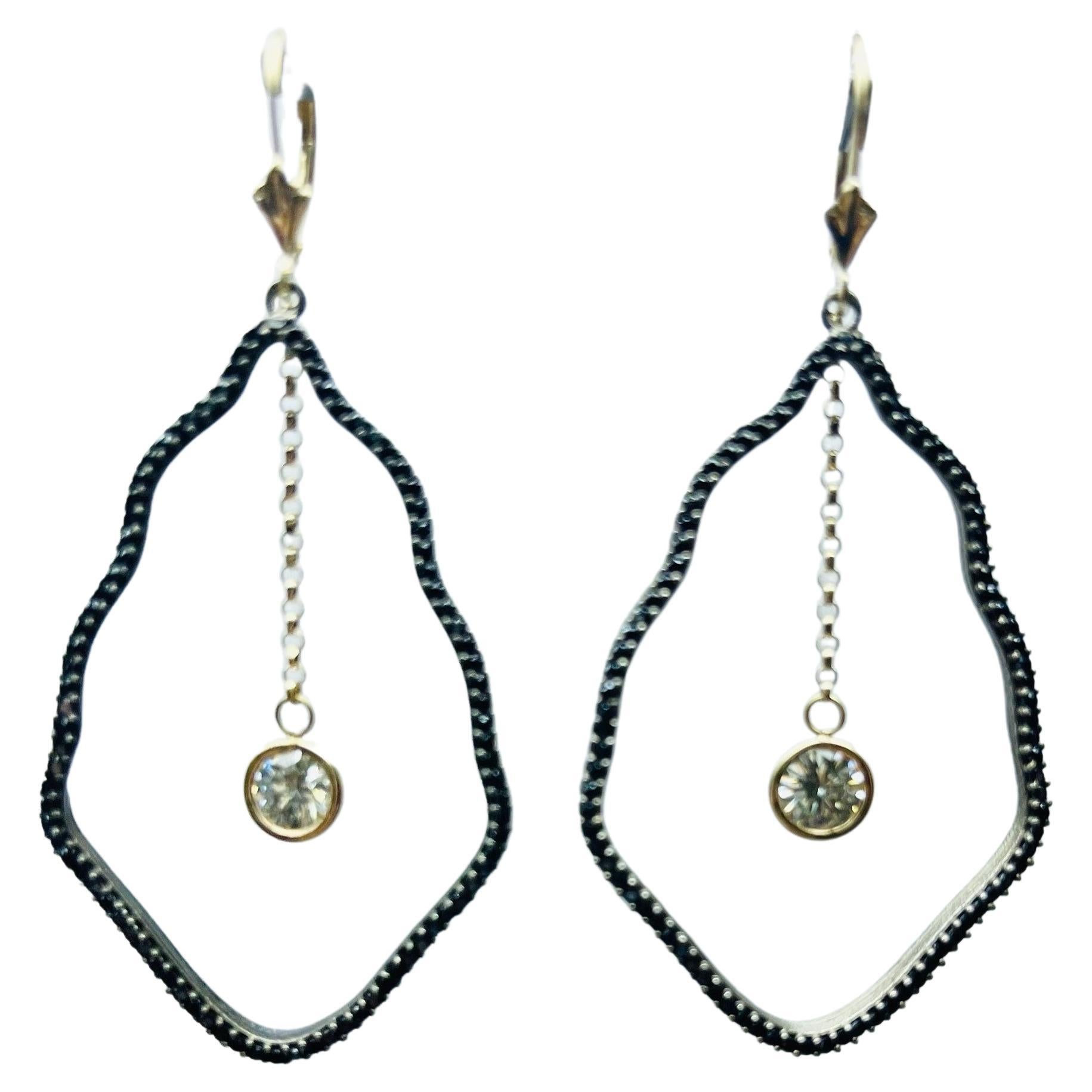 Extra long earrings 18KT gold diamond earrings extravagant style