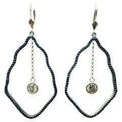 Extra long earrings 18KT gold diamond earrings extravagant style