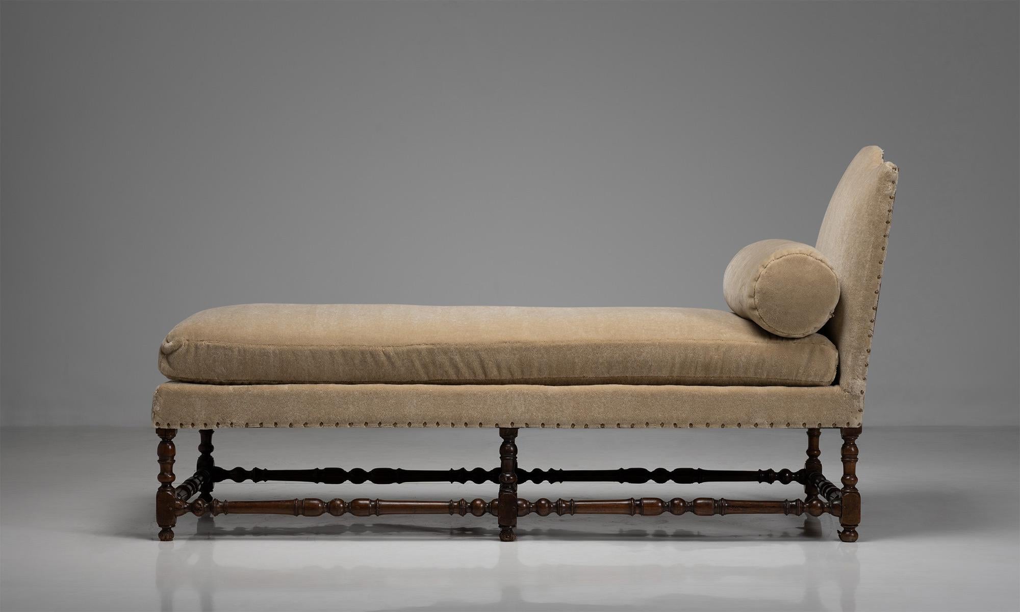 Extra Long French Daybed Newly Covered in Teddy Mohair,  France circa 1800 In Good Condition In Culver City, CA