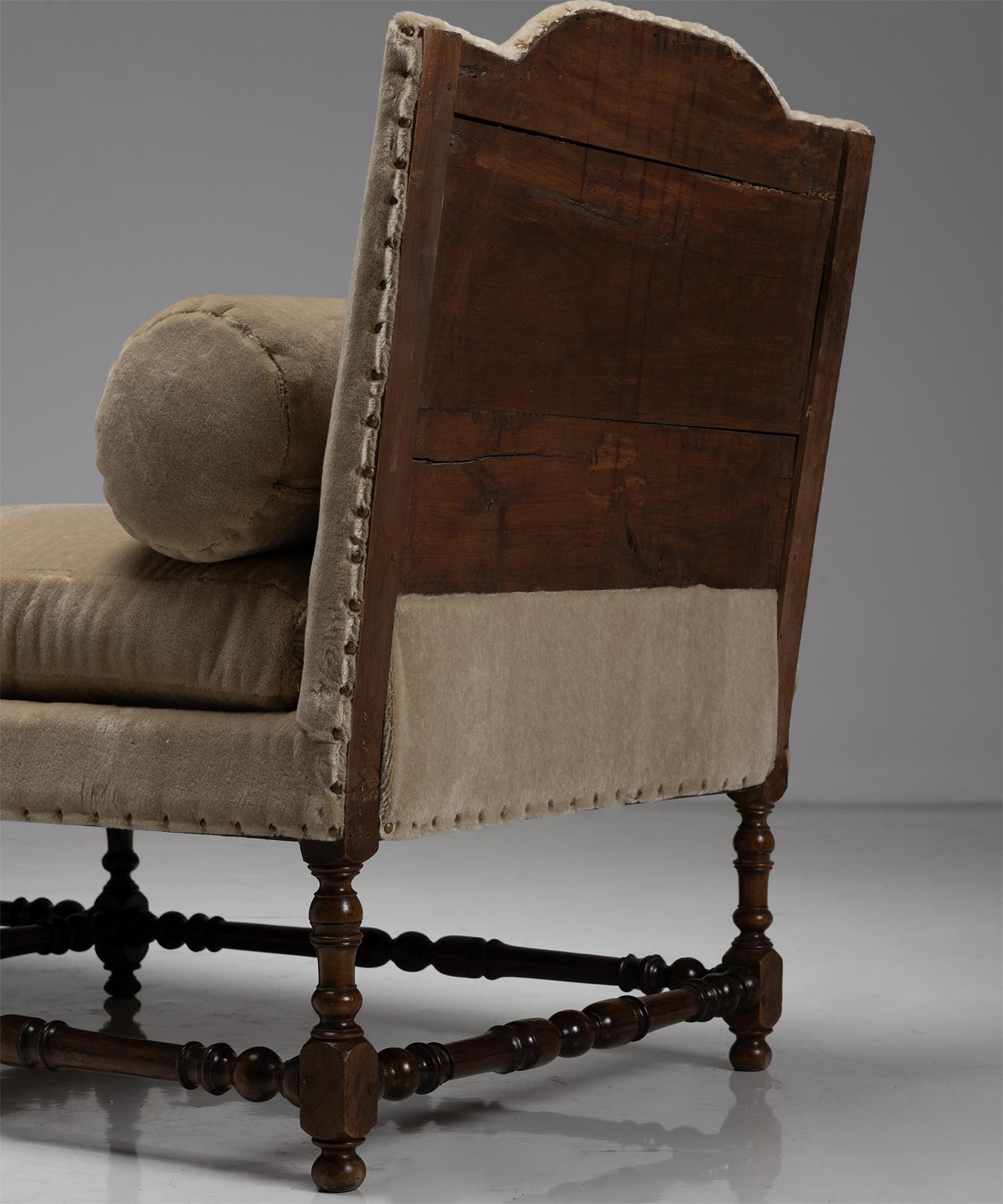Extra Long French Daybed Newly Covered in Teddy Mohair,  France circa 1800 1
