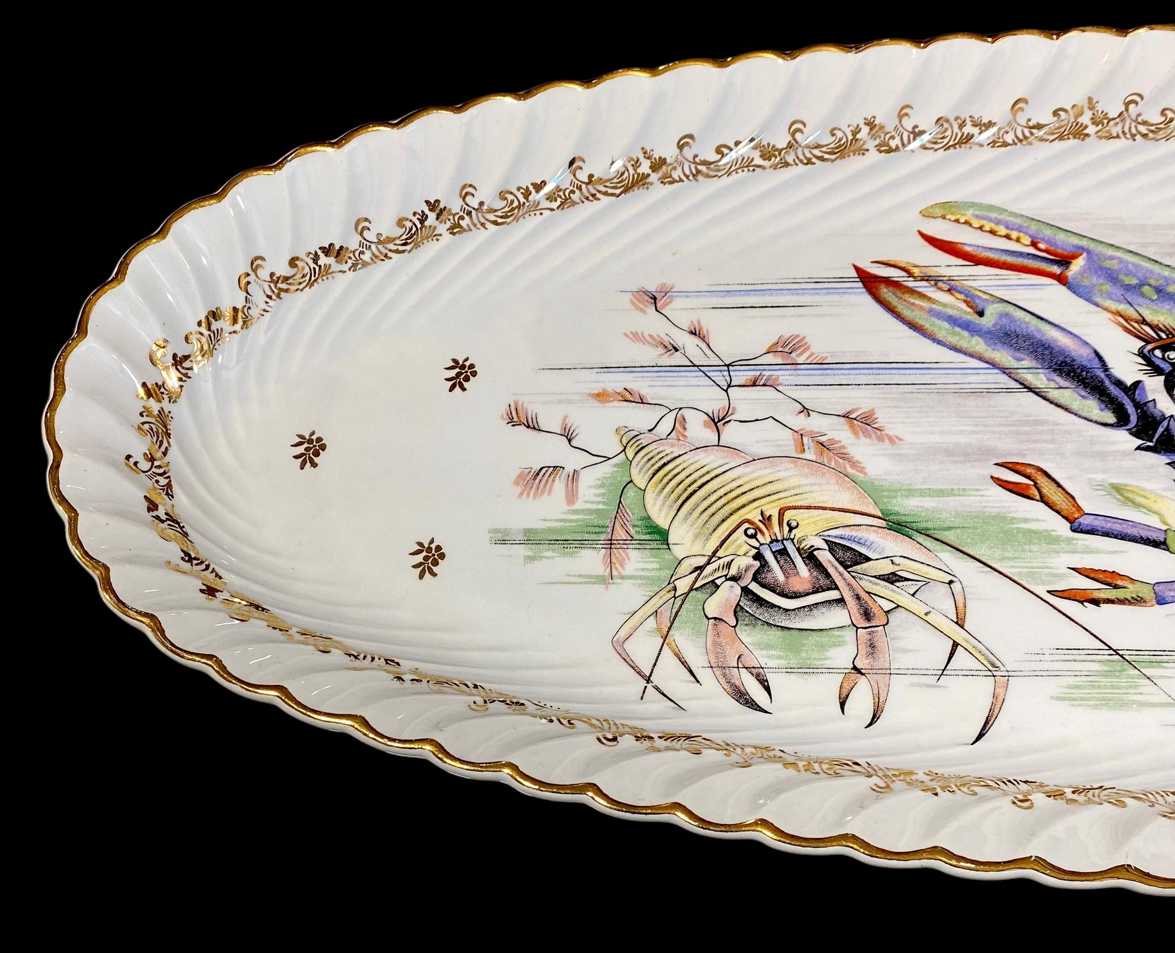 Bandeja de Porcelana Francesa Extra Larga para Servir Marisco. Porcelana francesa mediados del siglo XX en venta