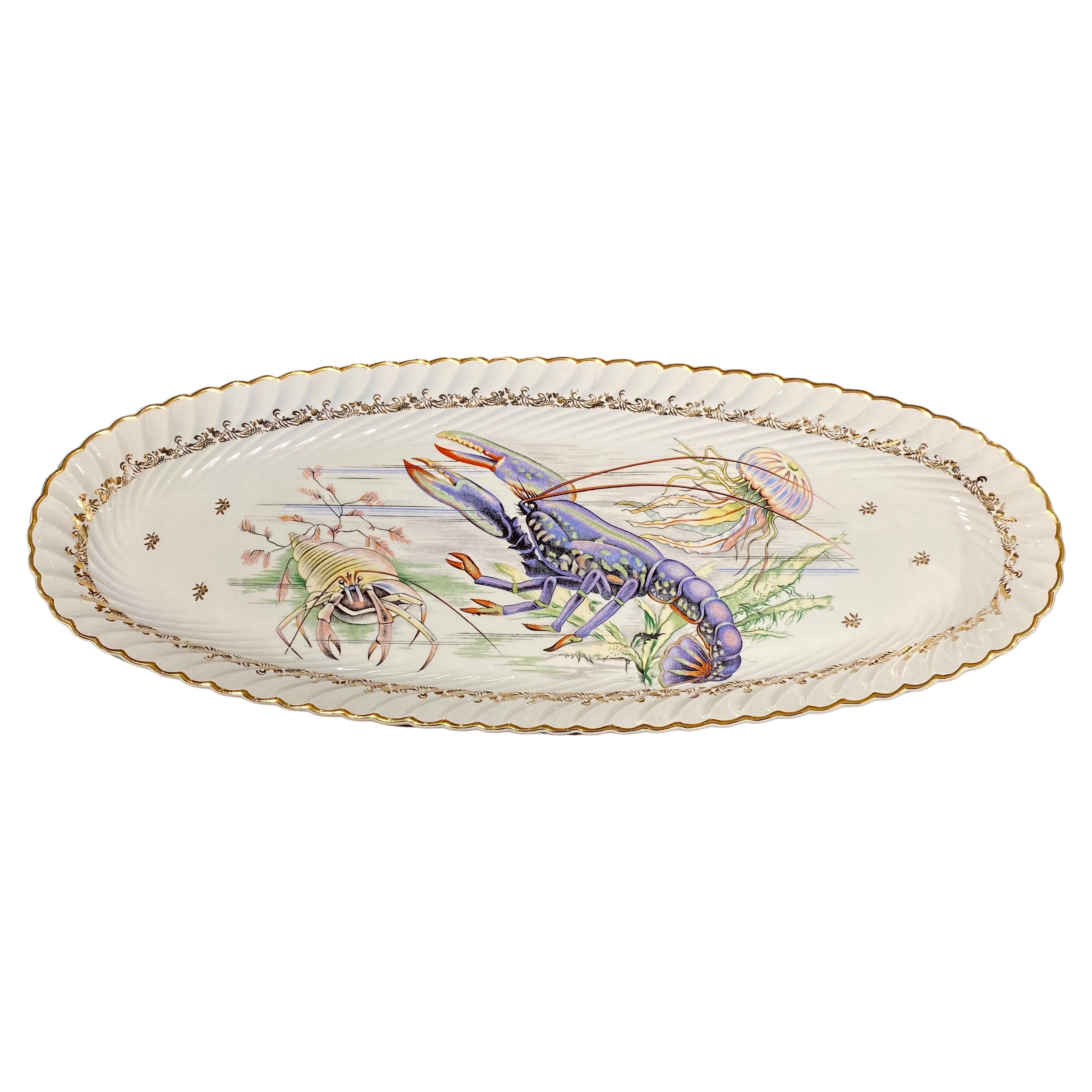 Bandeja de Porcelana Francesa Extra Larga para Servir Marisco. Porcelana francesa