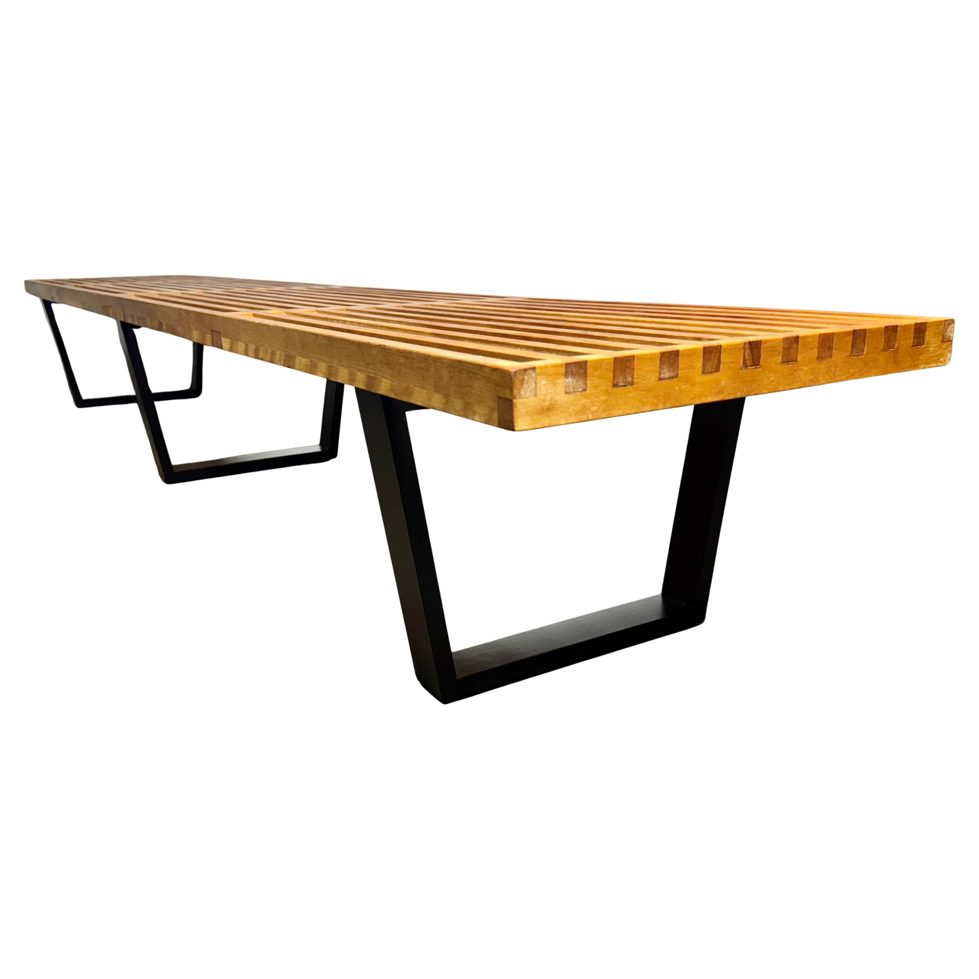 Mid-Century Modern Extra Long George Nelson Platform Bench by Herman Miller, early 1950's For Sale