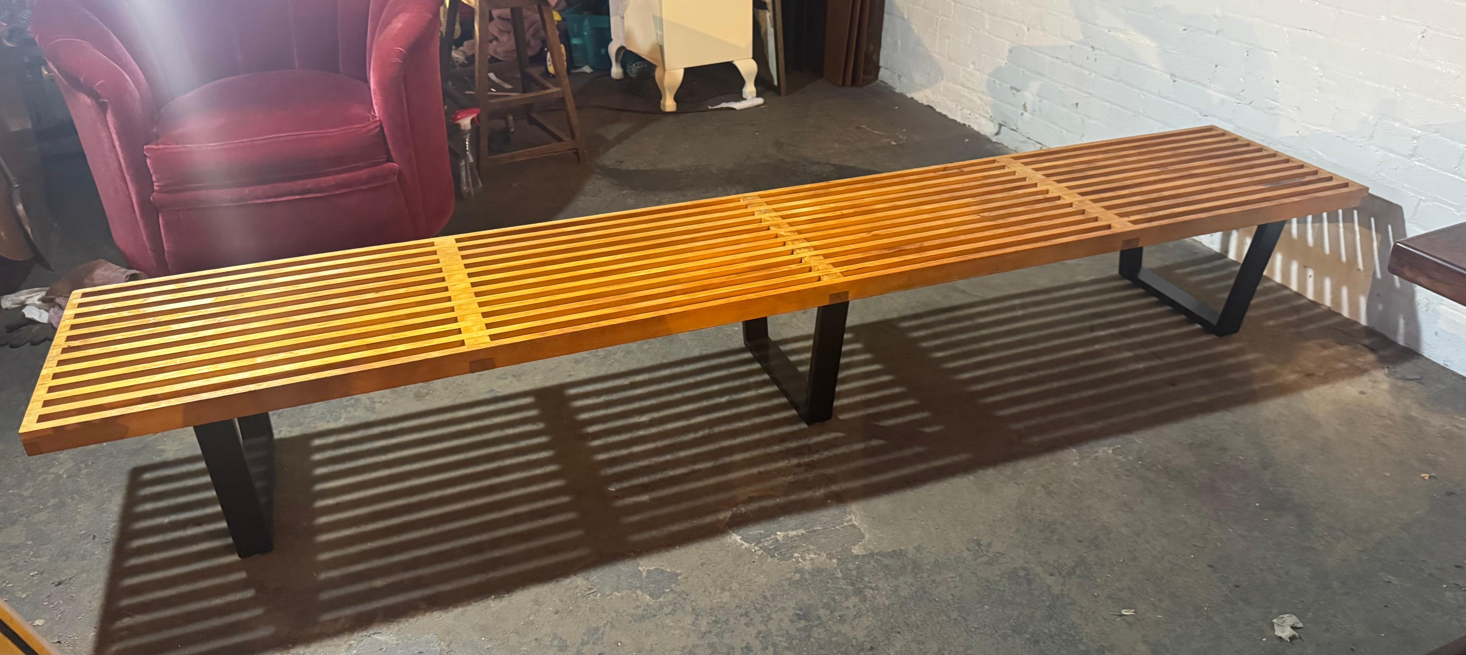 Lacquered Extra Long George Nelson Platform Bench by Herman Miller, early 1950's For Sale