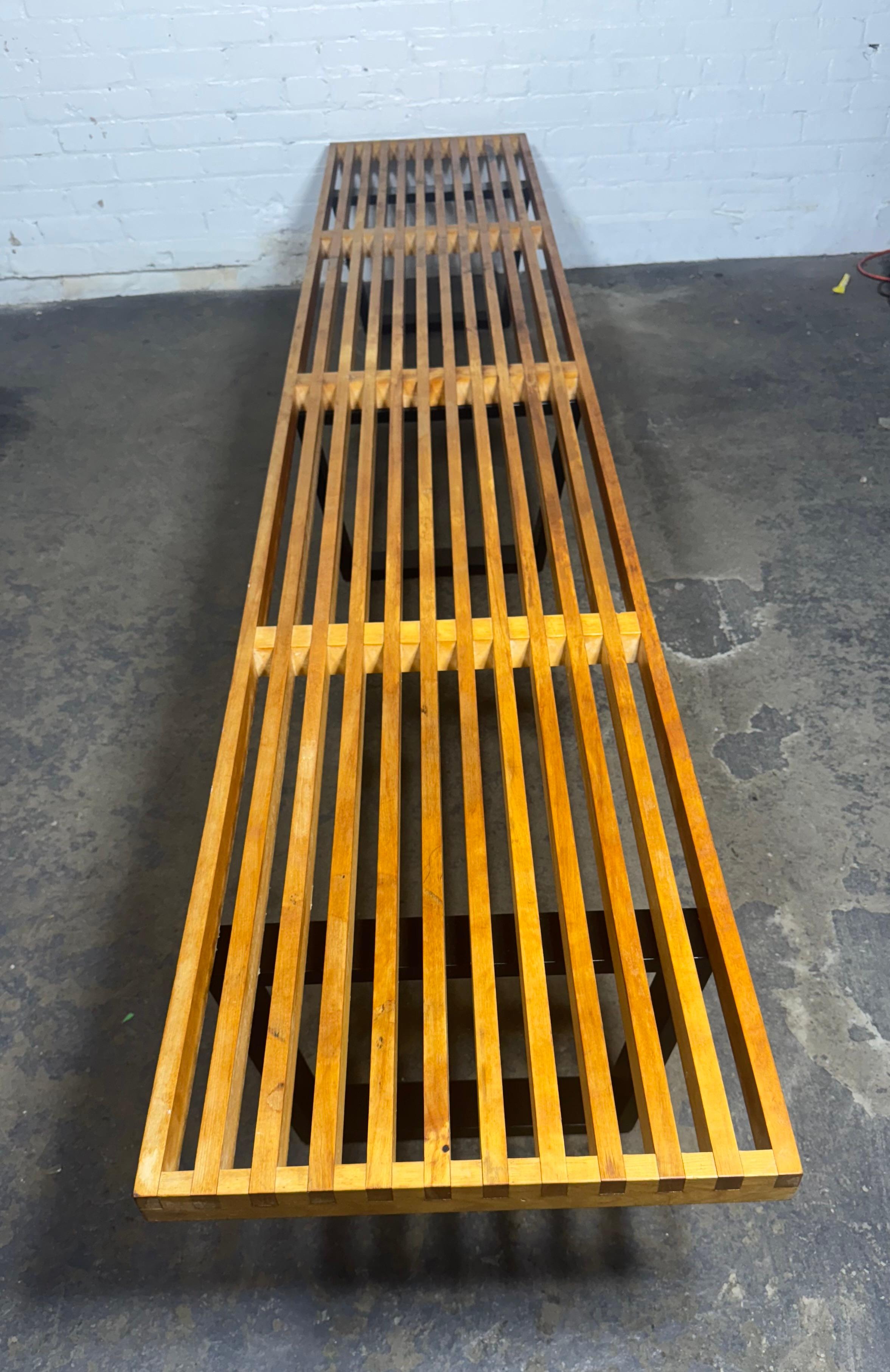 Wood Extra Long George Nelson Platform Bench by Herman Miller, early 1950's For Sale