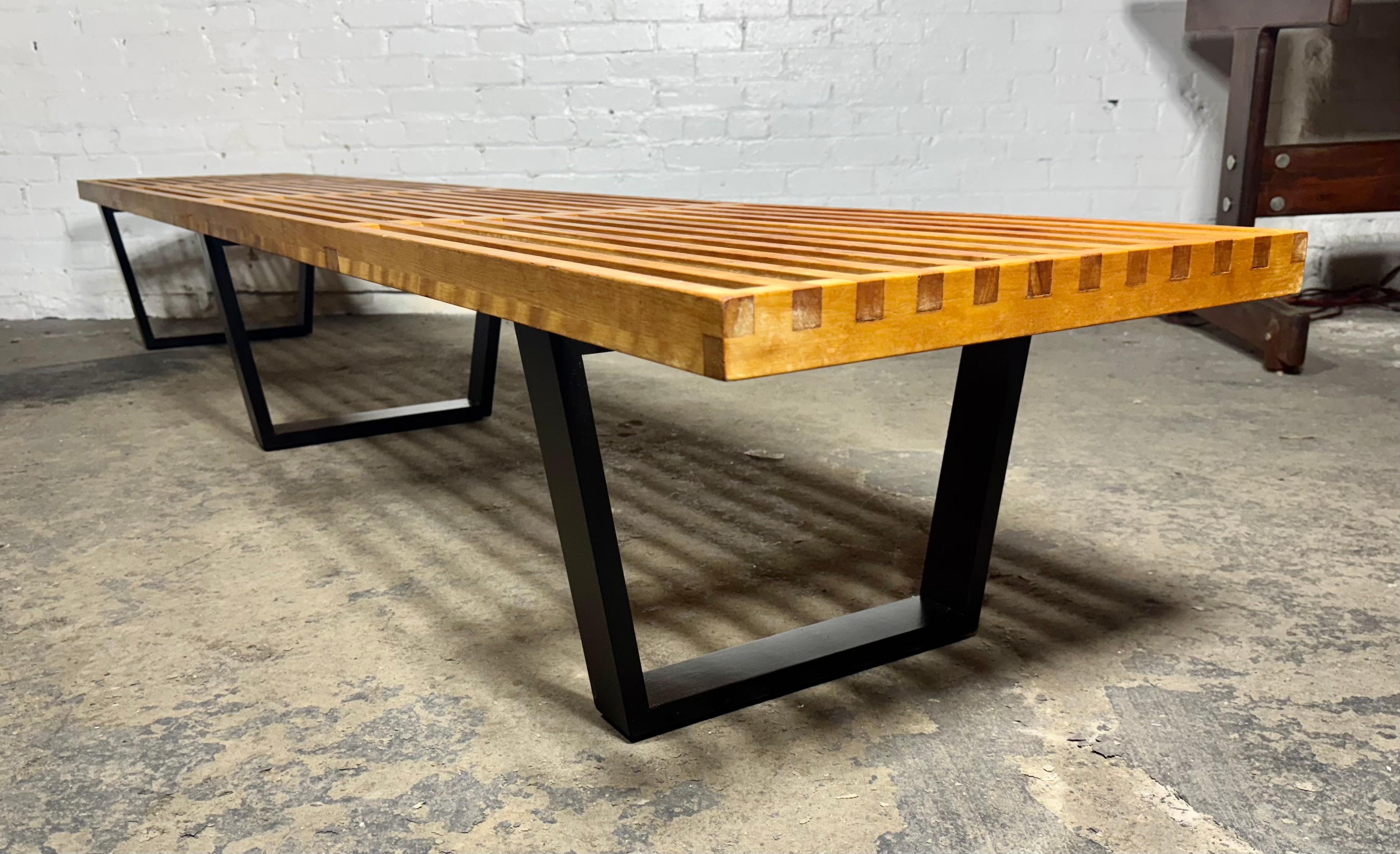 Extra Long George Nelson Platform Bench by Herman Miller, early 1950's For Sale 1