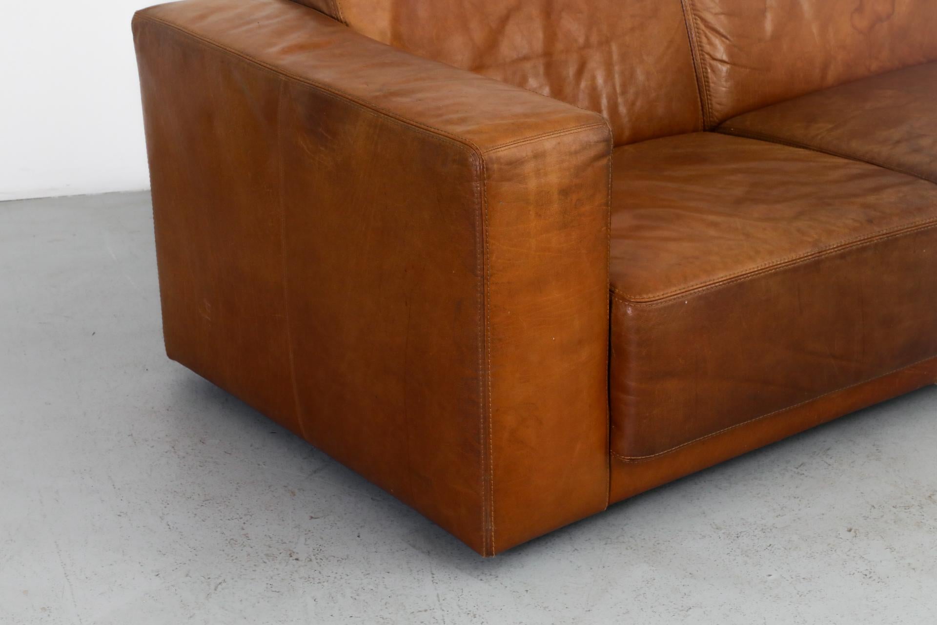 Extra Long Gerard van den Berg Style Cognac Leather Sofa by Topform 5