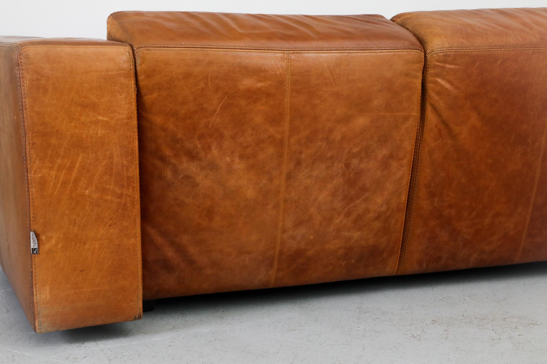 Extra Long Gerard van den Berg Style Cognac Leather Sofa by Topform 7