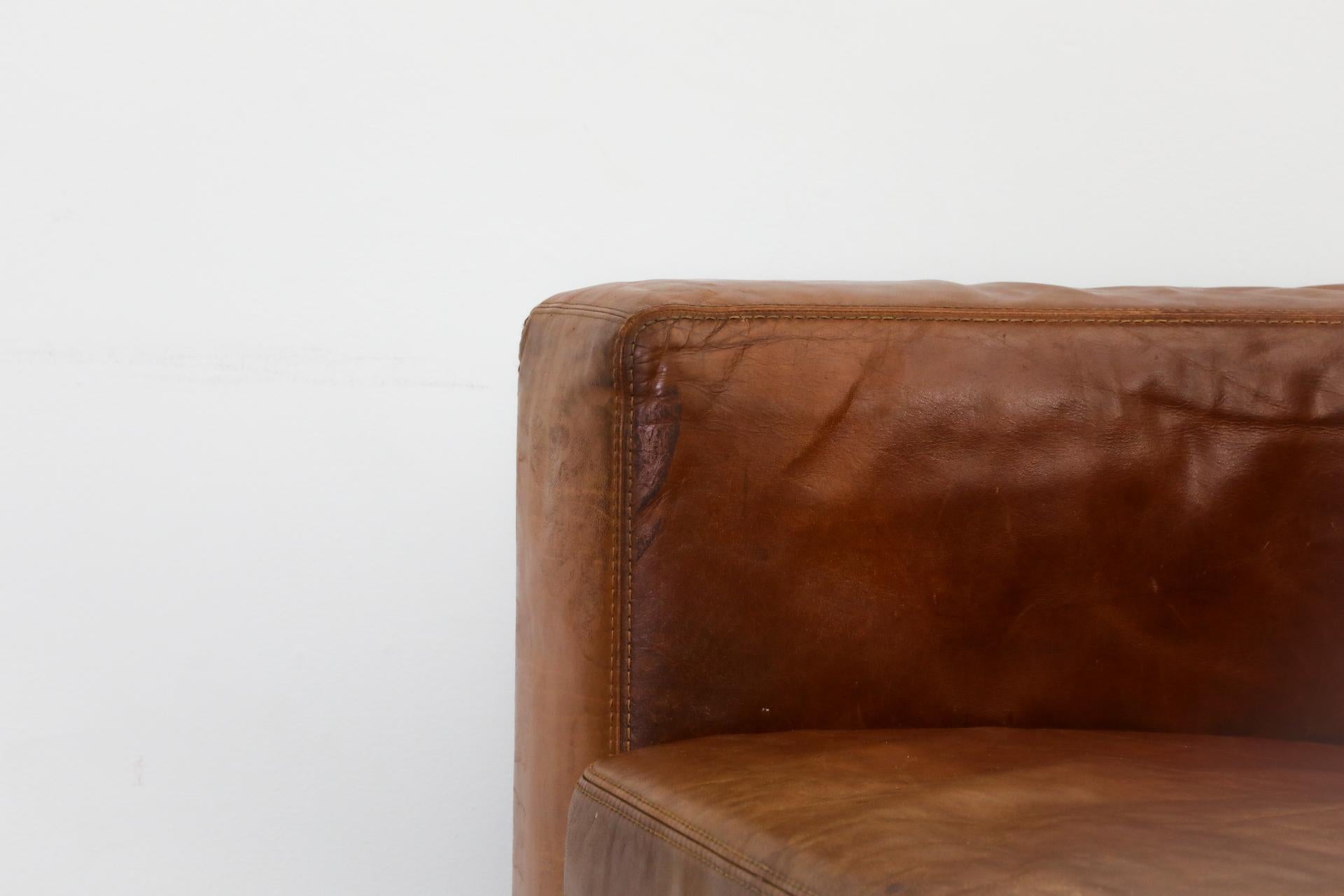 Extra Long Gerard van den Berg Style Cognac Leather Sofa by Topform 11