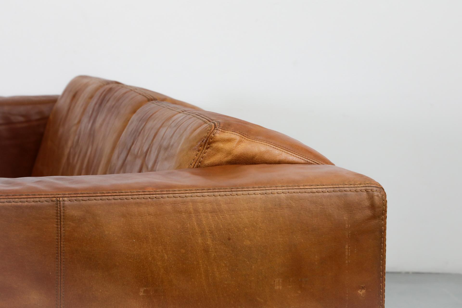 Extra Long Gerard van den Berg Style Cognac Leather Sofa by Topform 12