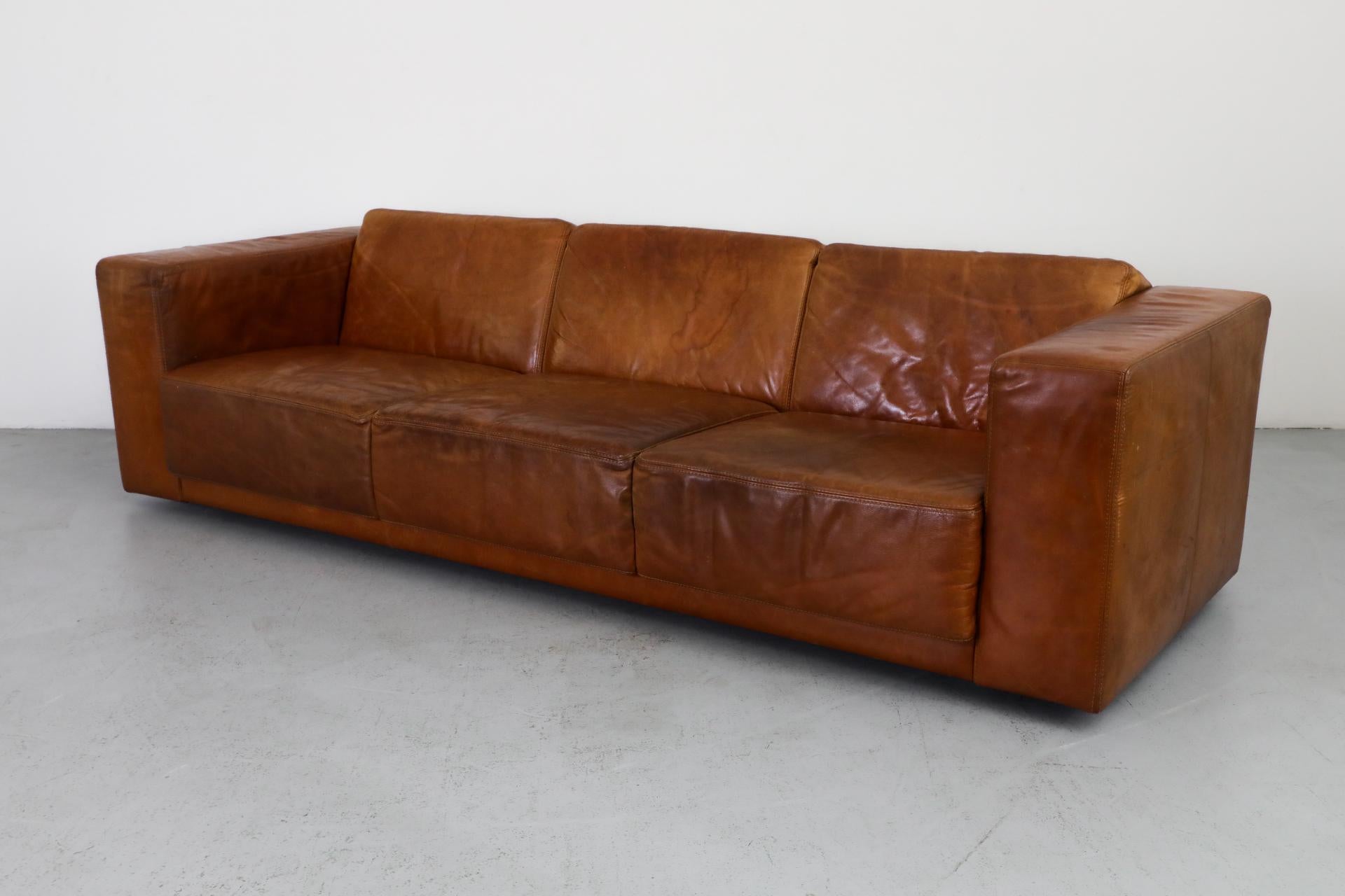 20th Century Extra Long Gerard van den Berg Style Cognac Leather Sofa by Topform