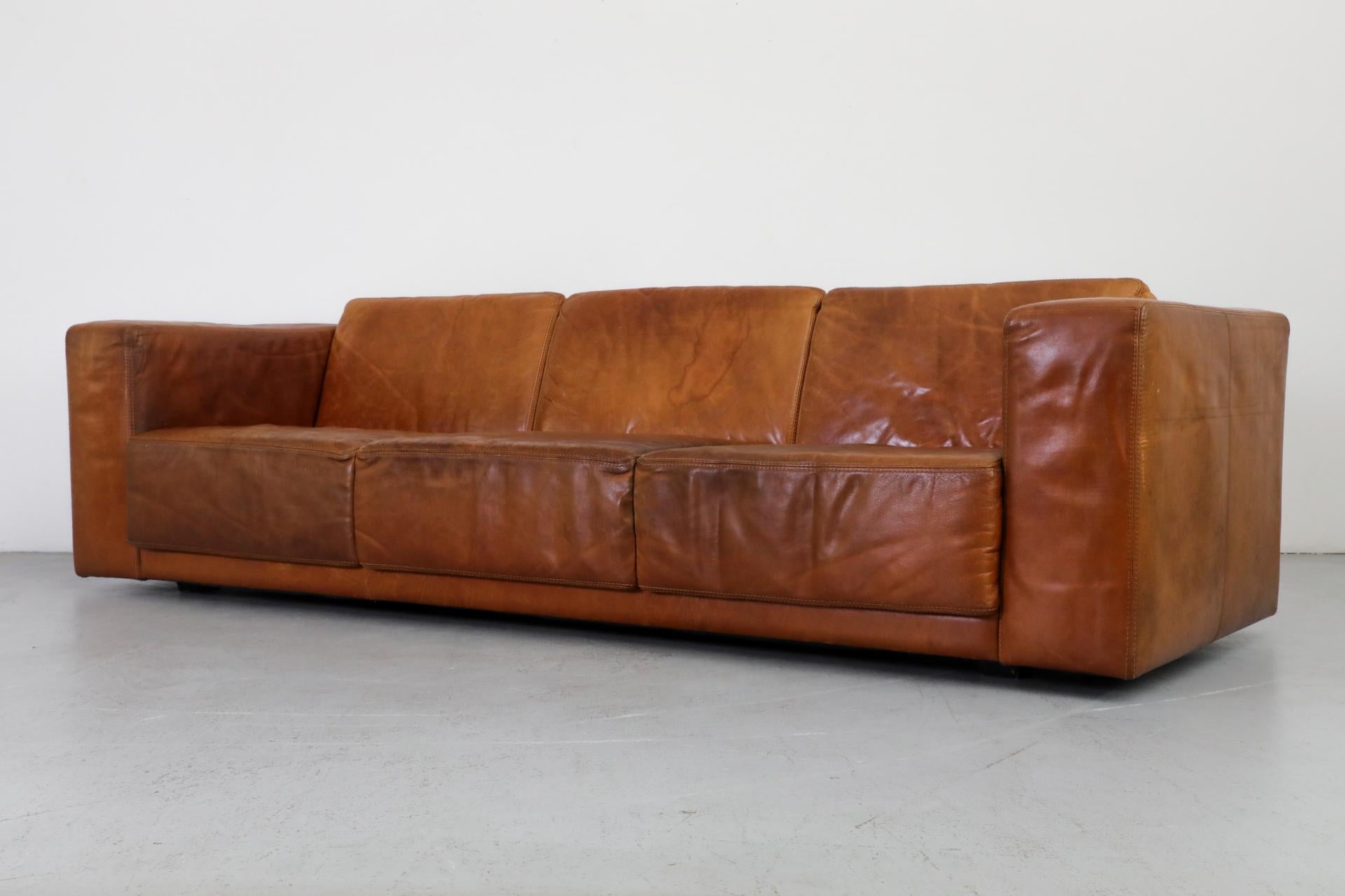 Extra Long Gerard van den Berg Style Cognac Leather Sofa by Topform 1