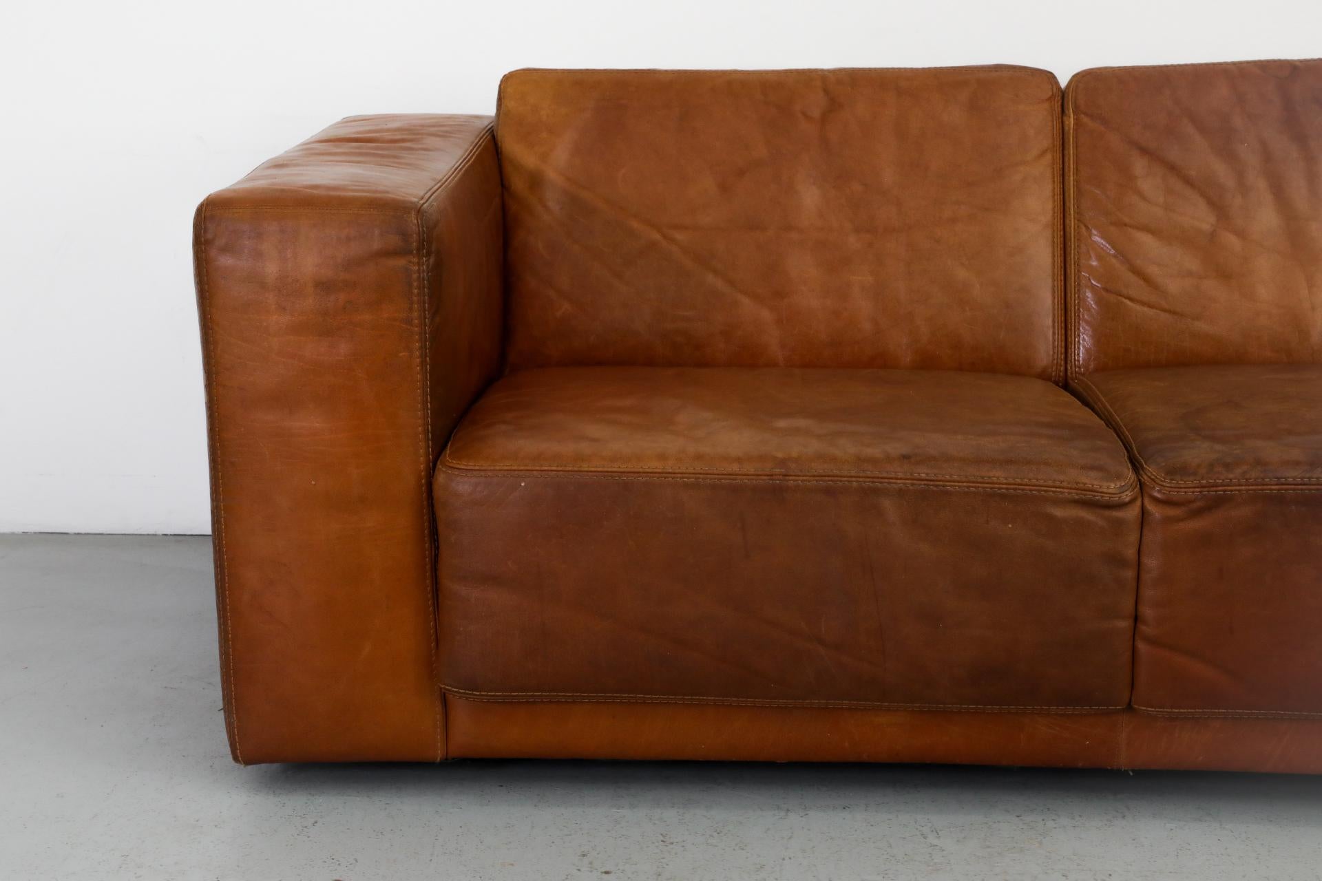 Extra Long Gerard van den Berg Style Cognac Leather Sofa by Topform 2
