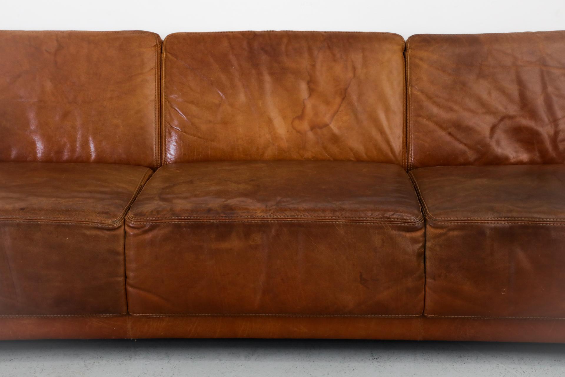 Extra Long Gerard van den Berg Style Cognac Leather Sofa by Topform 3