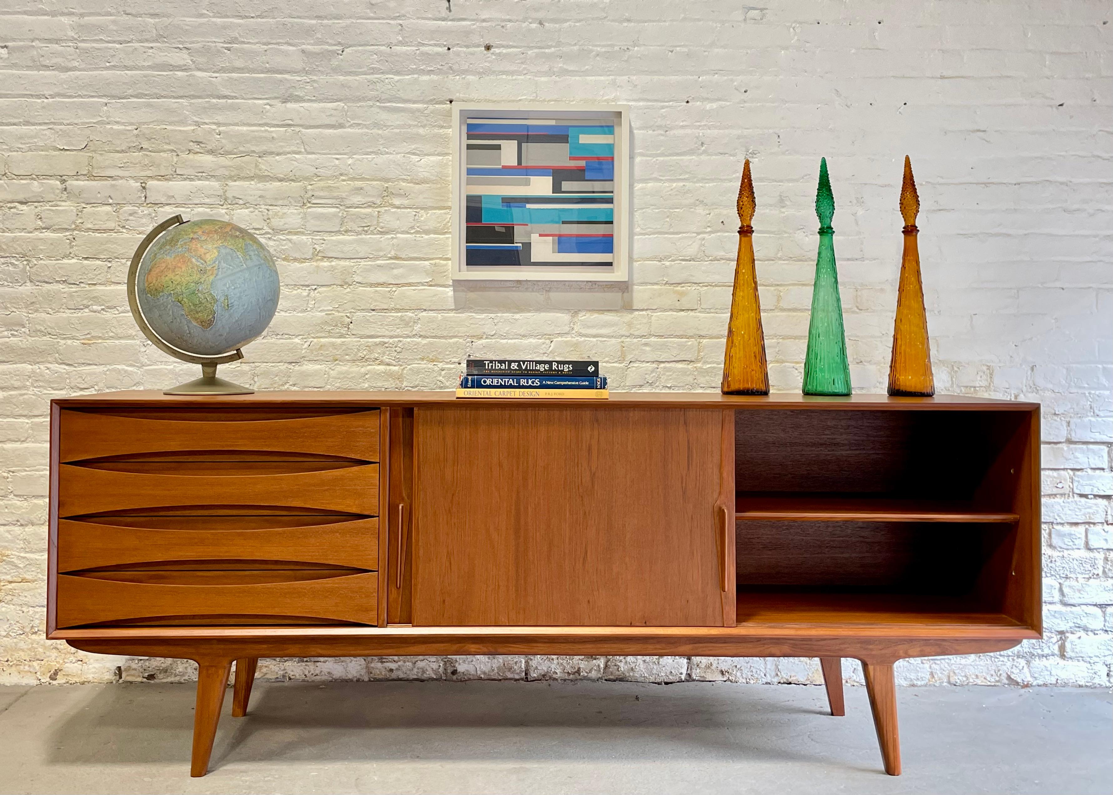 Extra LONG + Handsome Mid Century Modern styled Teak CREDENZA / Sideboard  In New Condition For Sale In Weehawken, NJ