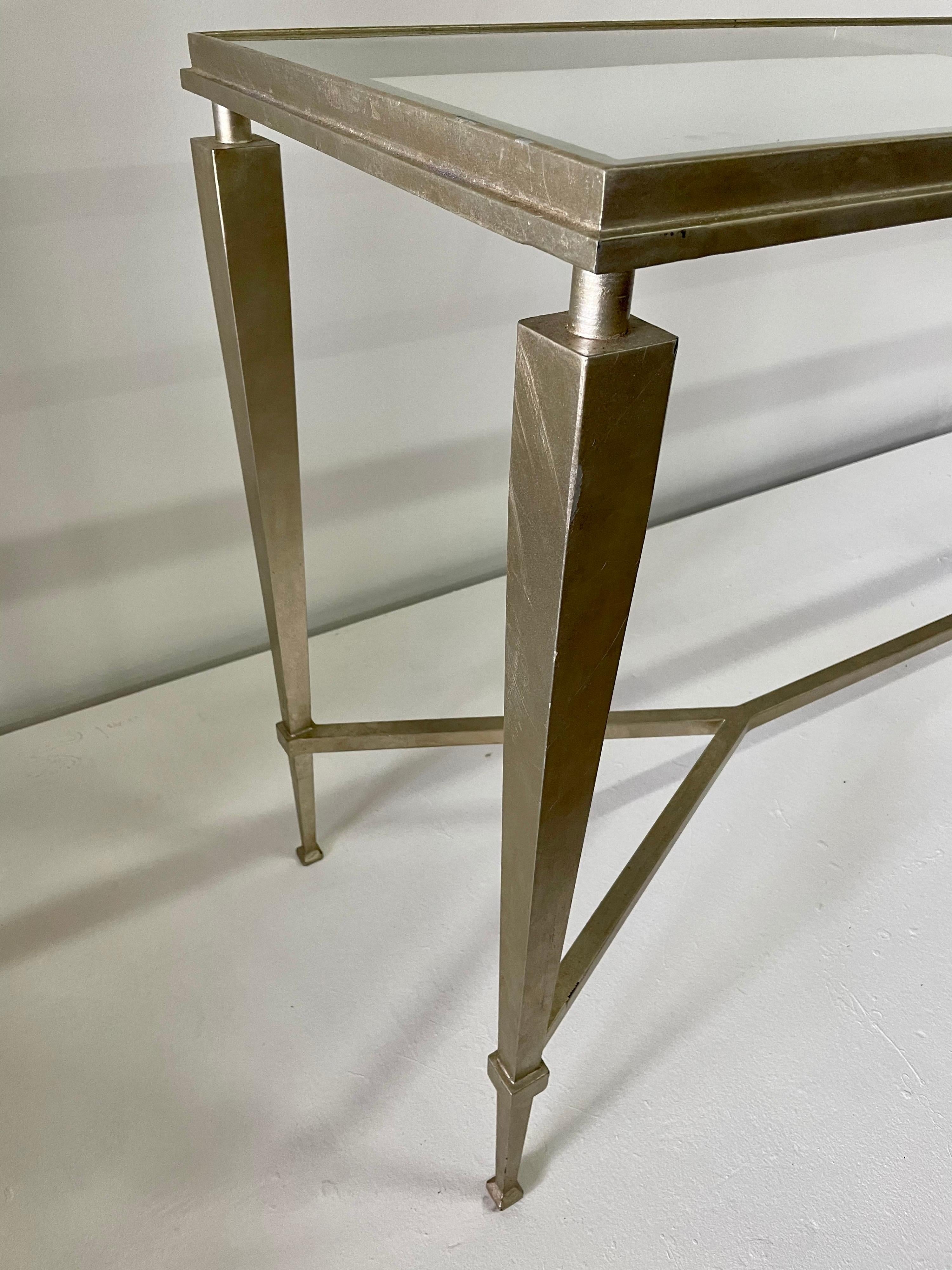 Gilt Extra Long Heavy French Gilded Steel Console Table For Sale