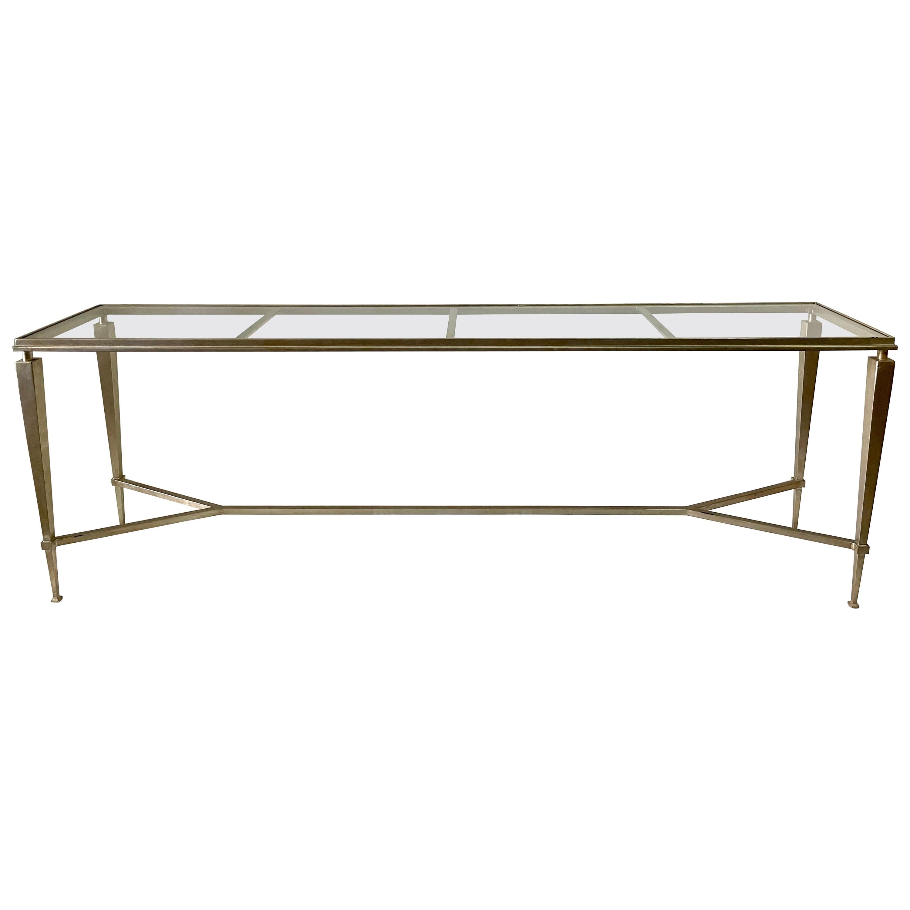 Extra Long Heavy French Gilded Steel Console Table