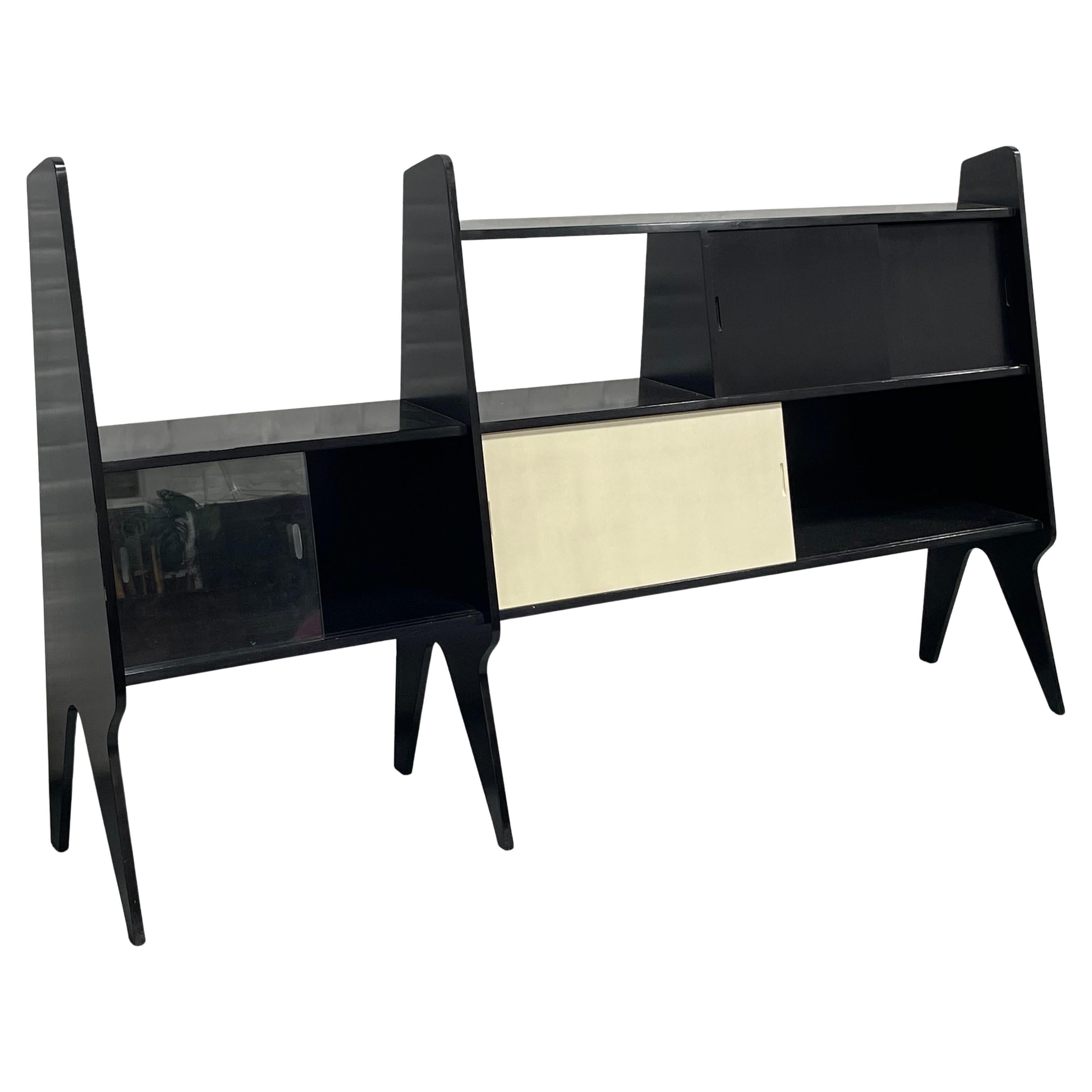 Extra Long Italian Mid-Century Modern Wall Unit + Bar, c. 1960s, Gil Ponti style For Sale
