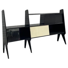 Extra Long Italian Mid-Century Modern Wall Unit + Bar, c. 1960s, Gil Ponti style
