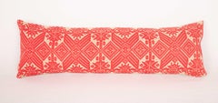 Extra Long Lumbar Red Pillowcasse, Eastern Europe, Mid 20th C