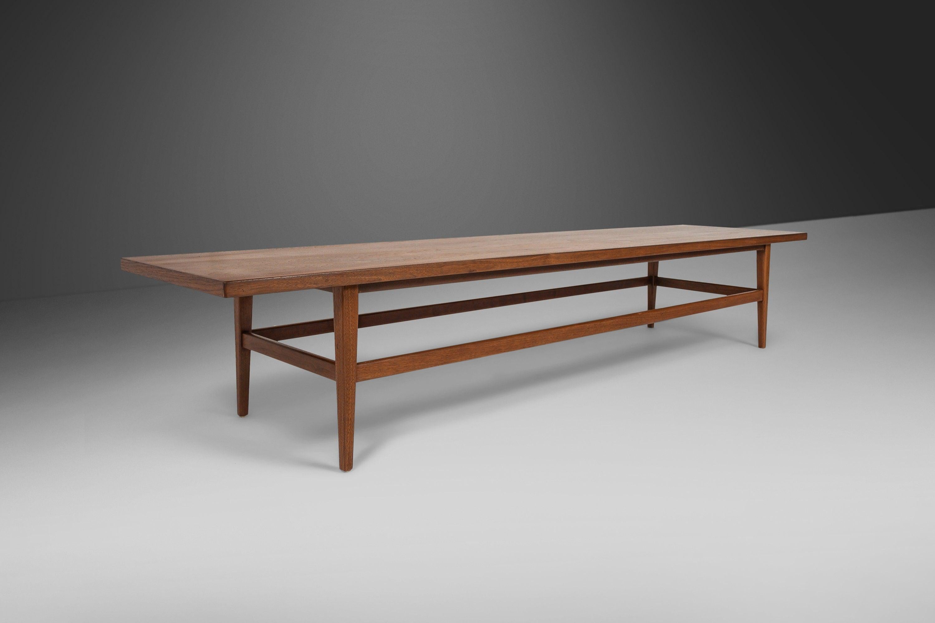 Unknown Extra Long Mid-Century Modern Coffee Table / Bench in Walnut, c. 1960's For Sale