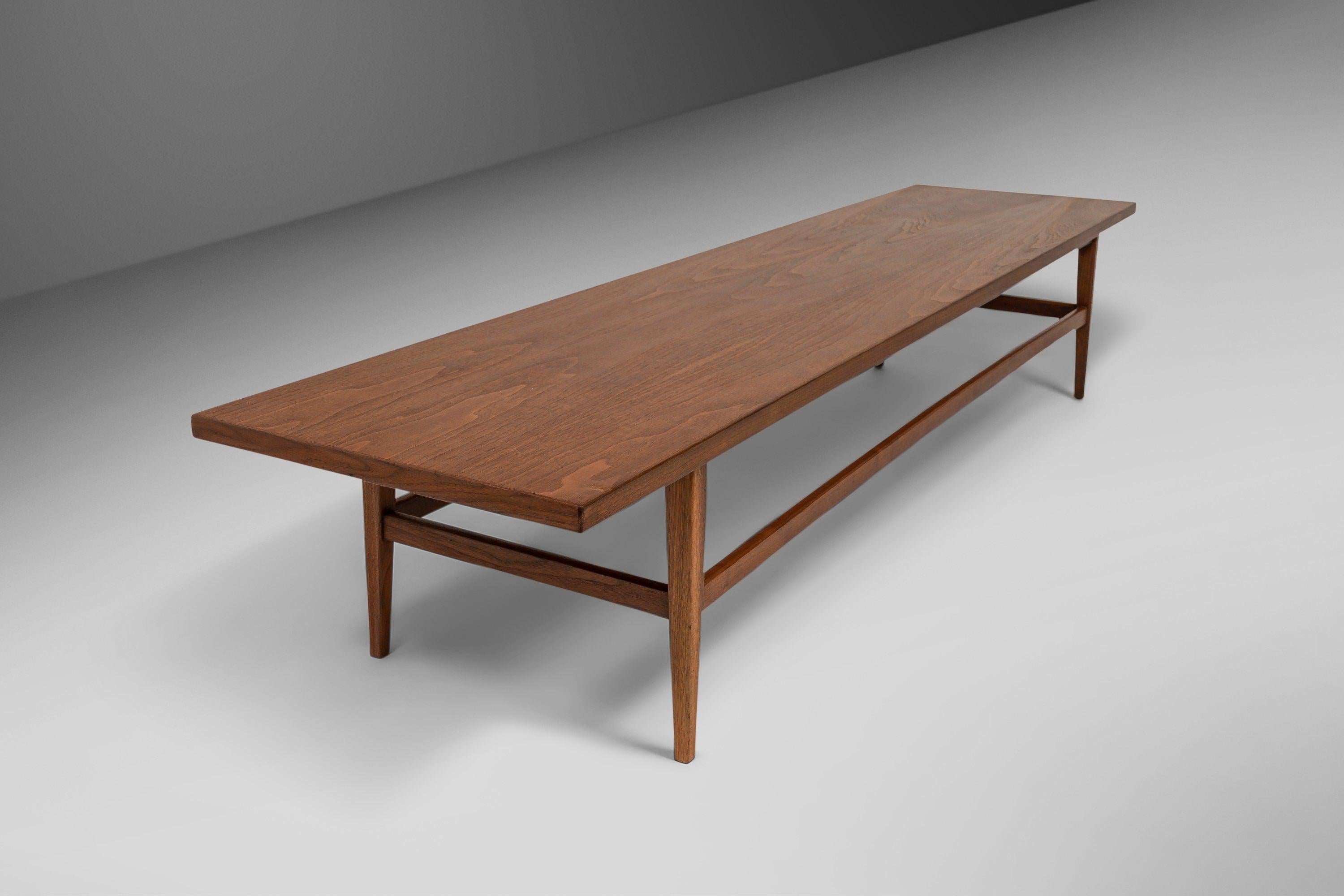 Mid-20th Century Extra Long Mid-Century Modern Coffee Table / Bench in Walnut, c. 1960's For Sale