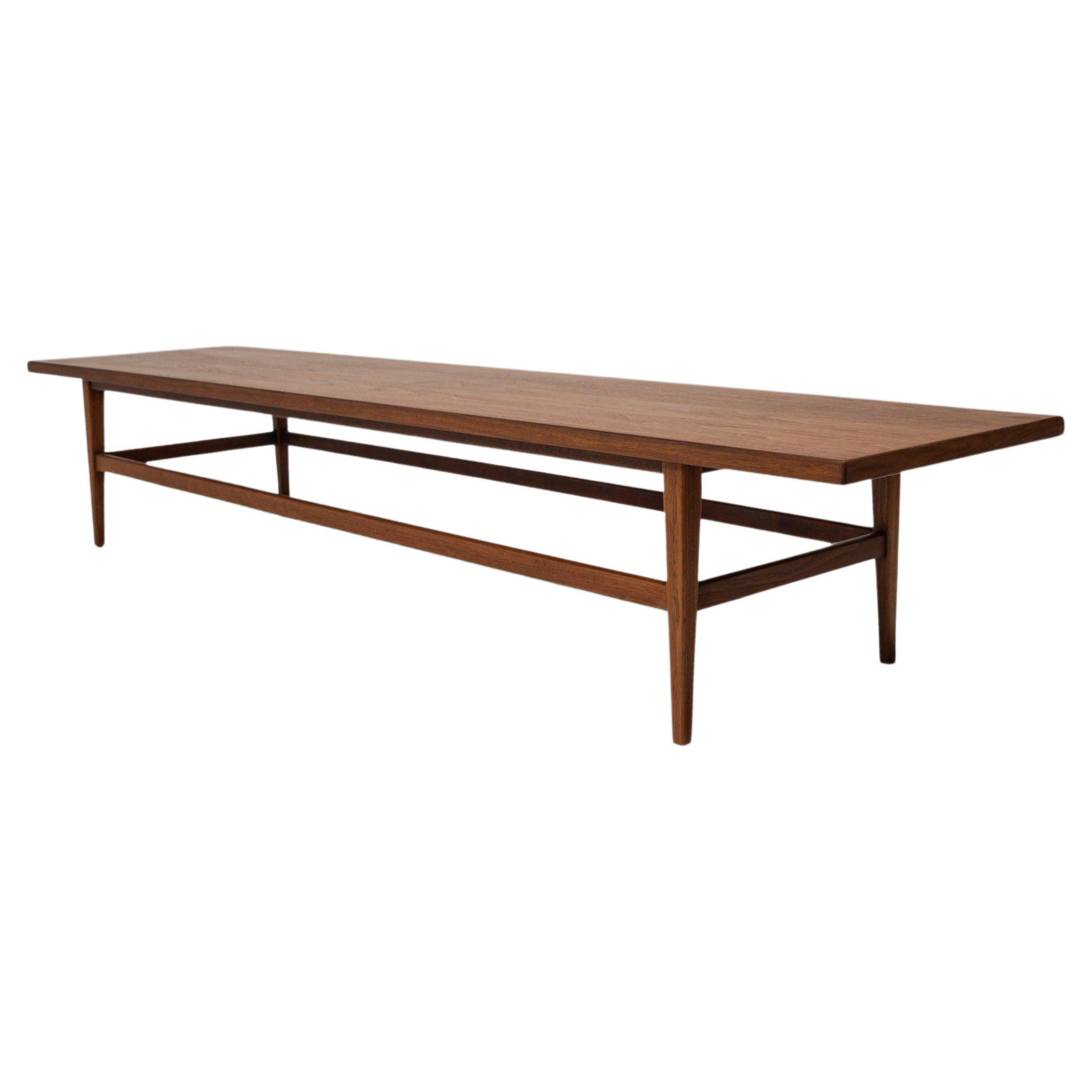 Extra Long Mid-Century Modern Coffee Table / Bench in Walnut, c. 1960's For Sale