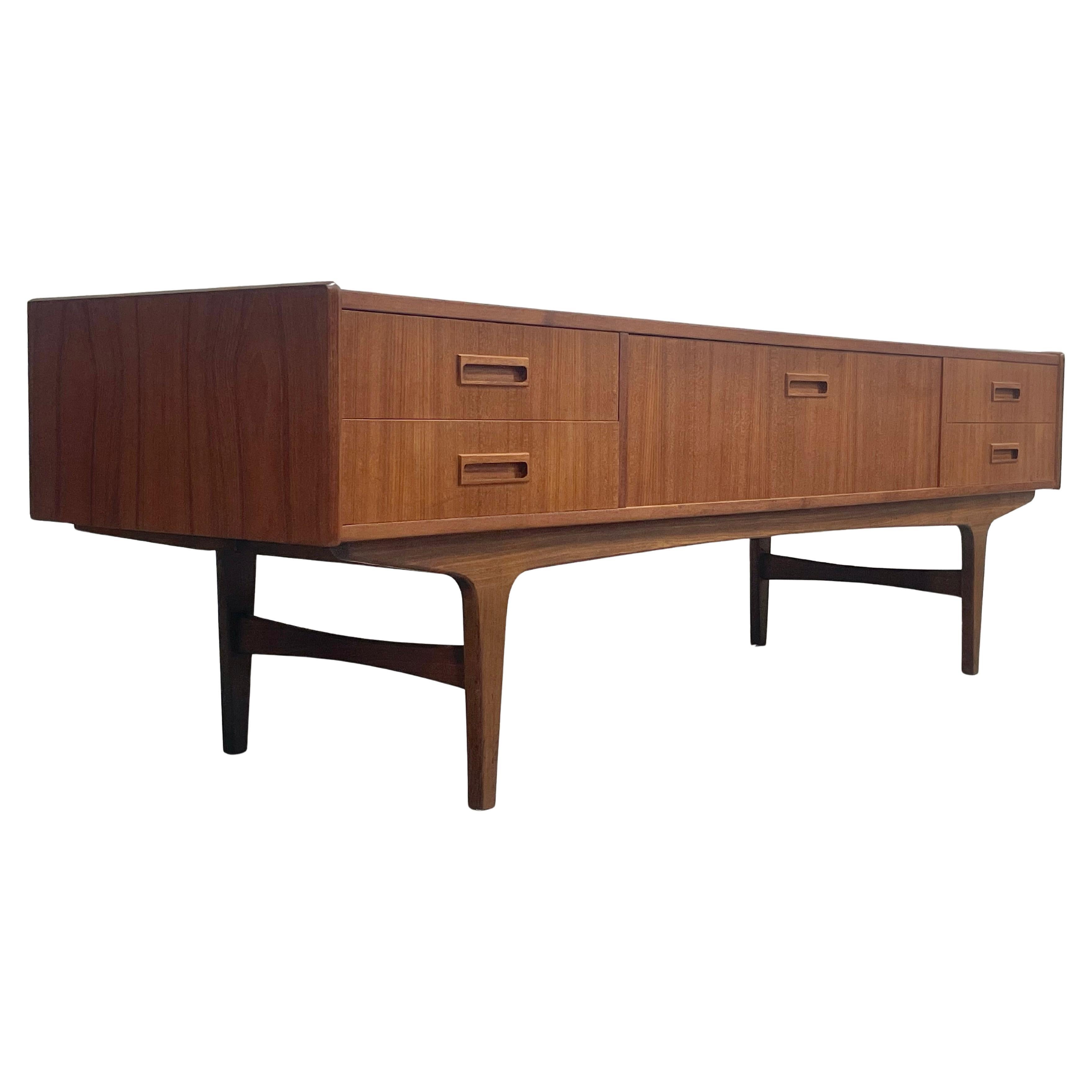 Extra Long Mid-Century Modern Credenza / Media Stand by P. Westergaard’s Mobelfa For Sale
