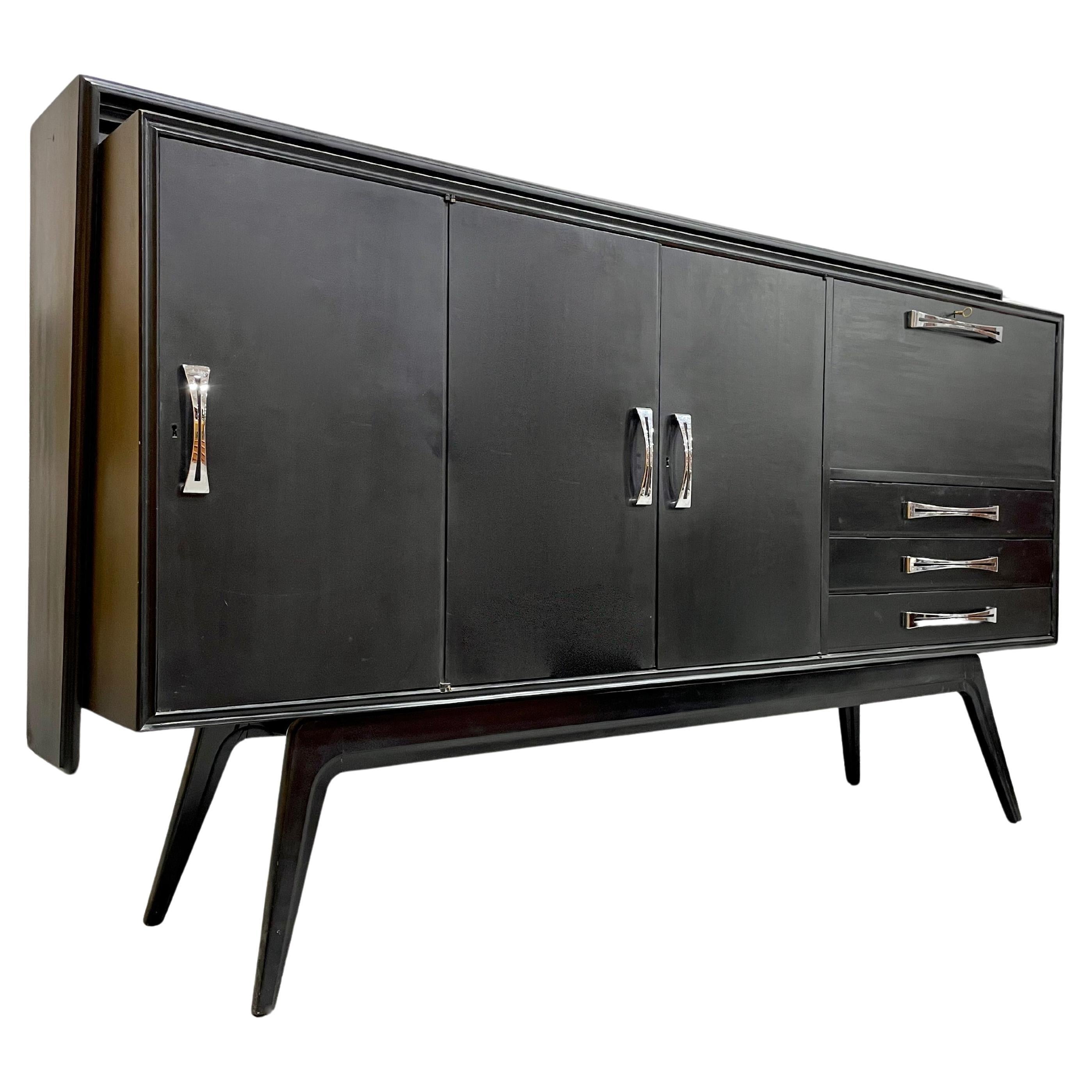 Extra LONG Mid Century Modern Ebonized Italian Credenza / SIDEBOARD / BAR