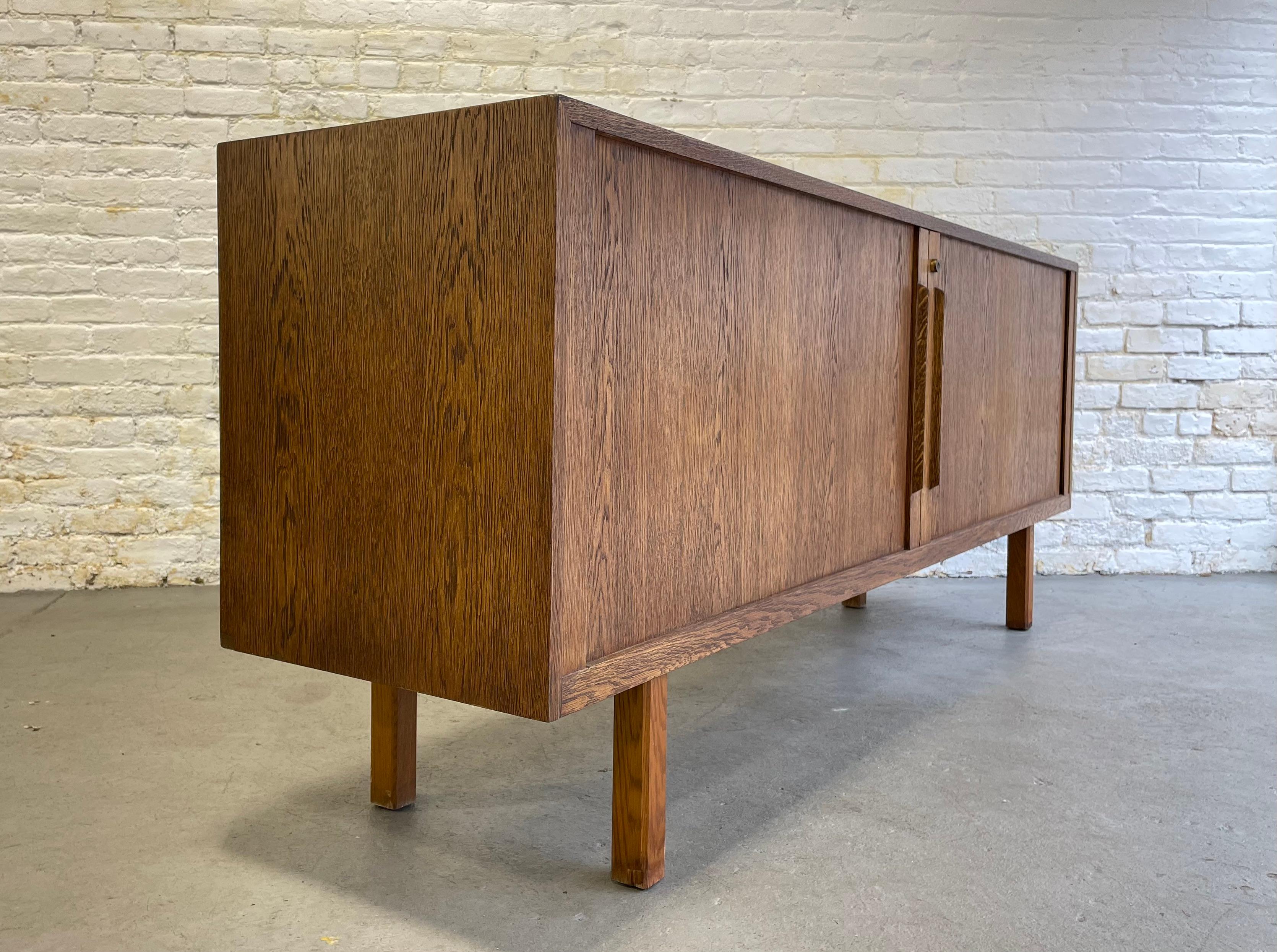 Mid-20th Century Extra Long Mid-Century Modern Oak Tambour Credenza / Media Stand, c. 1960s