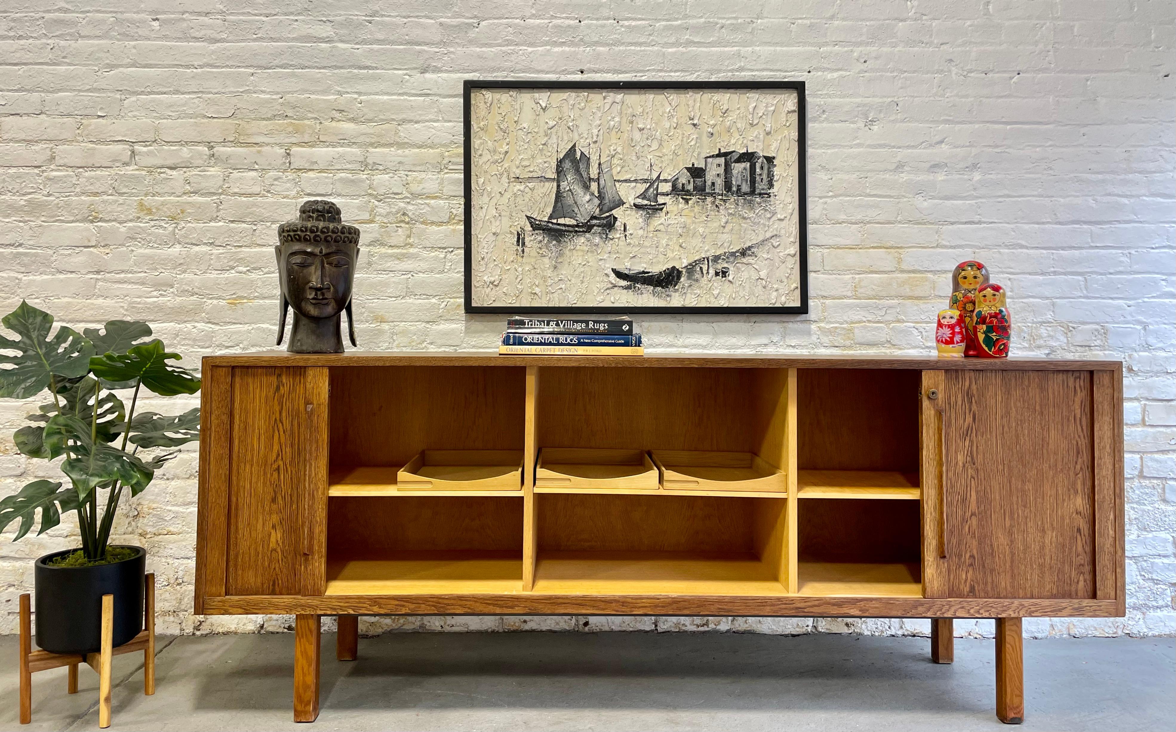 Extra Long Mid-Century Modern Oak Tambour Credenza / Media Stand, c. 1960s 1