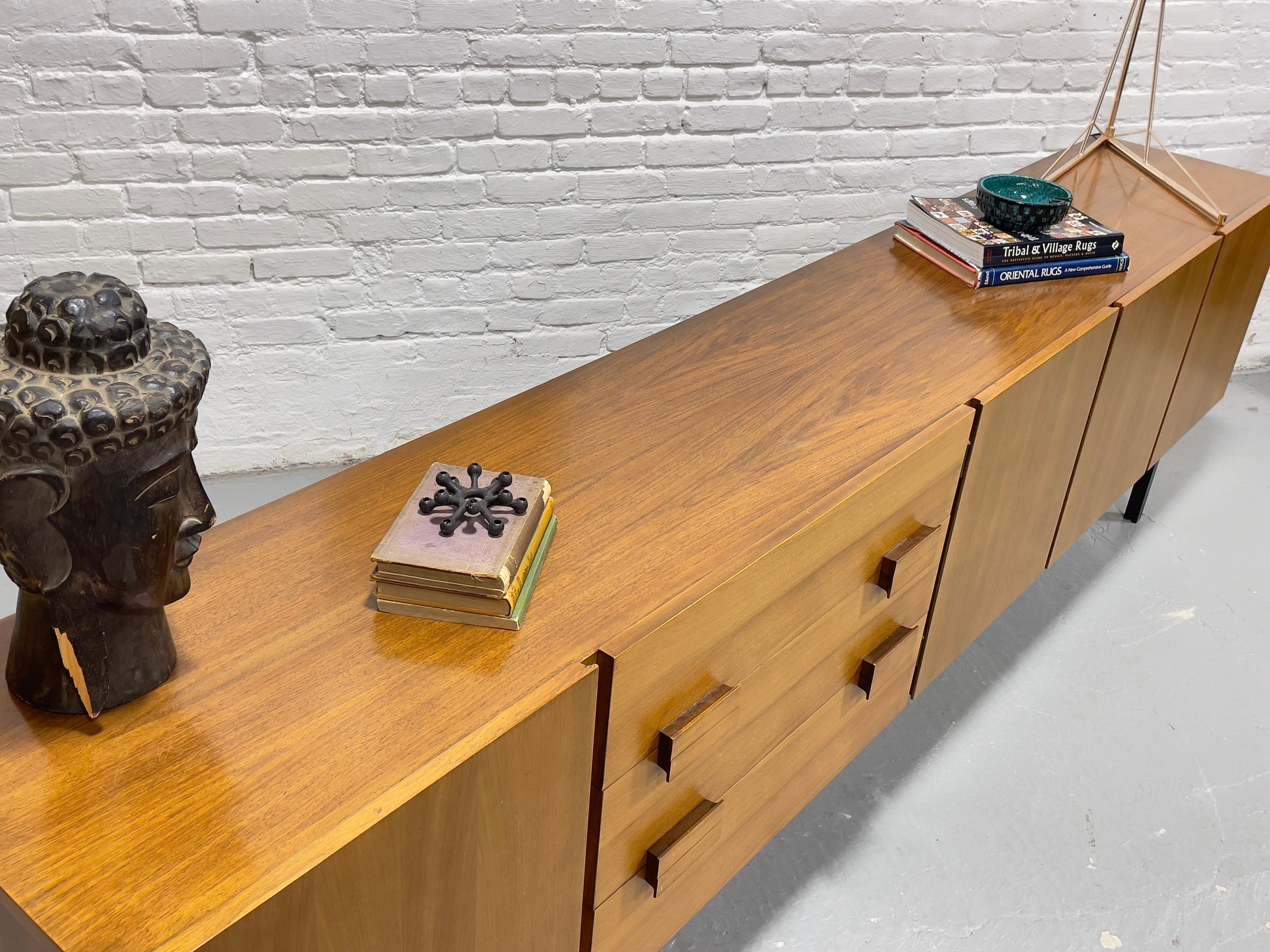 EXTRA LONG Mid Century Modern Teak CREDENZA / Sideboard, c. 1960s For Sale 8
