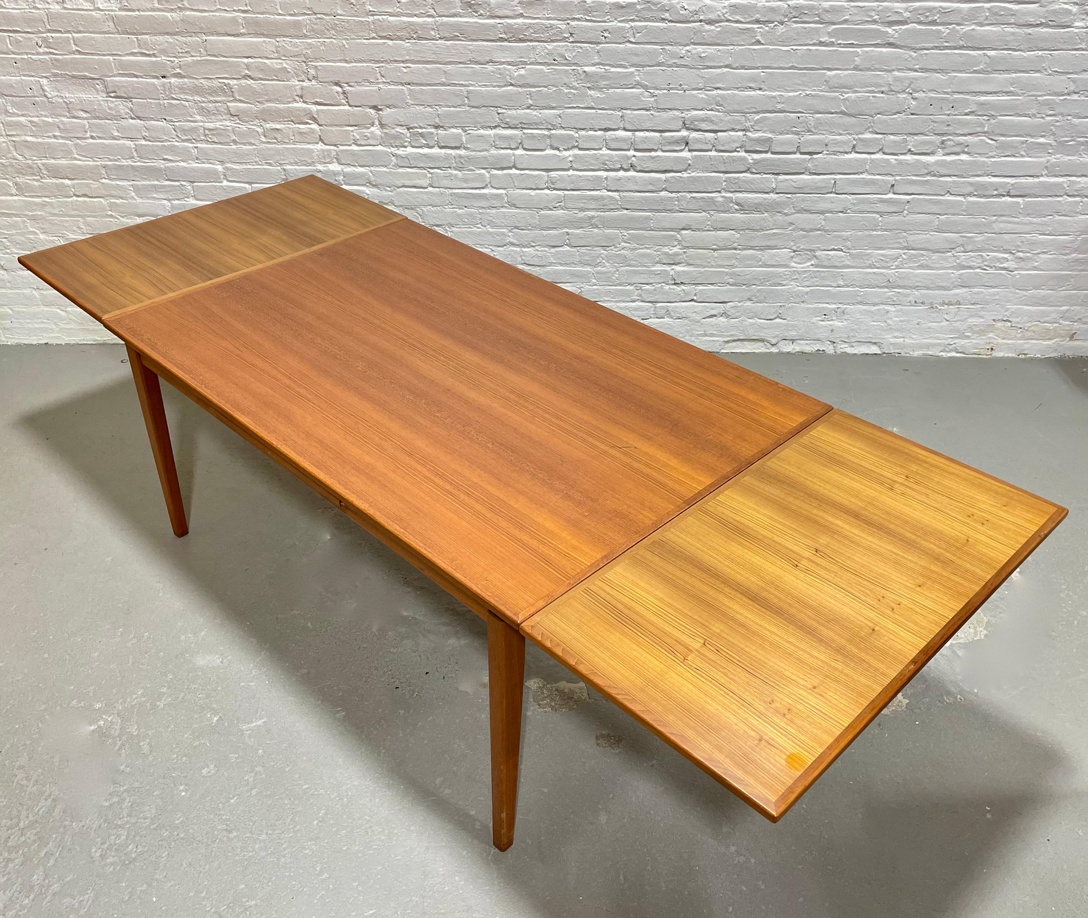Extra LONG Mid Century MODERN Teak Expandable DINING Table, c. 1960's 6