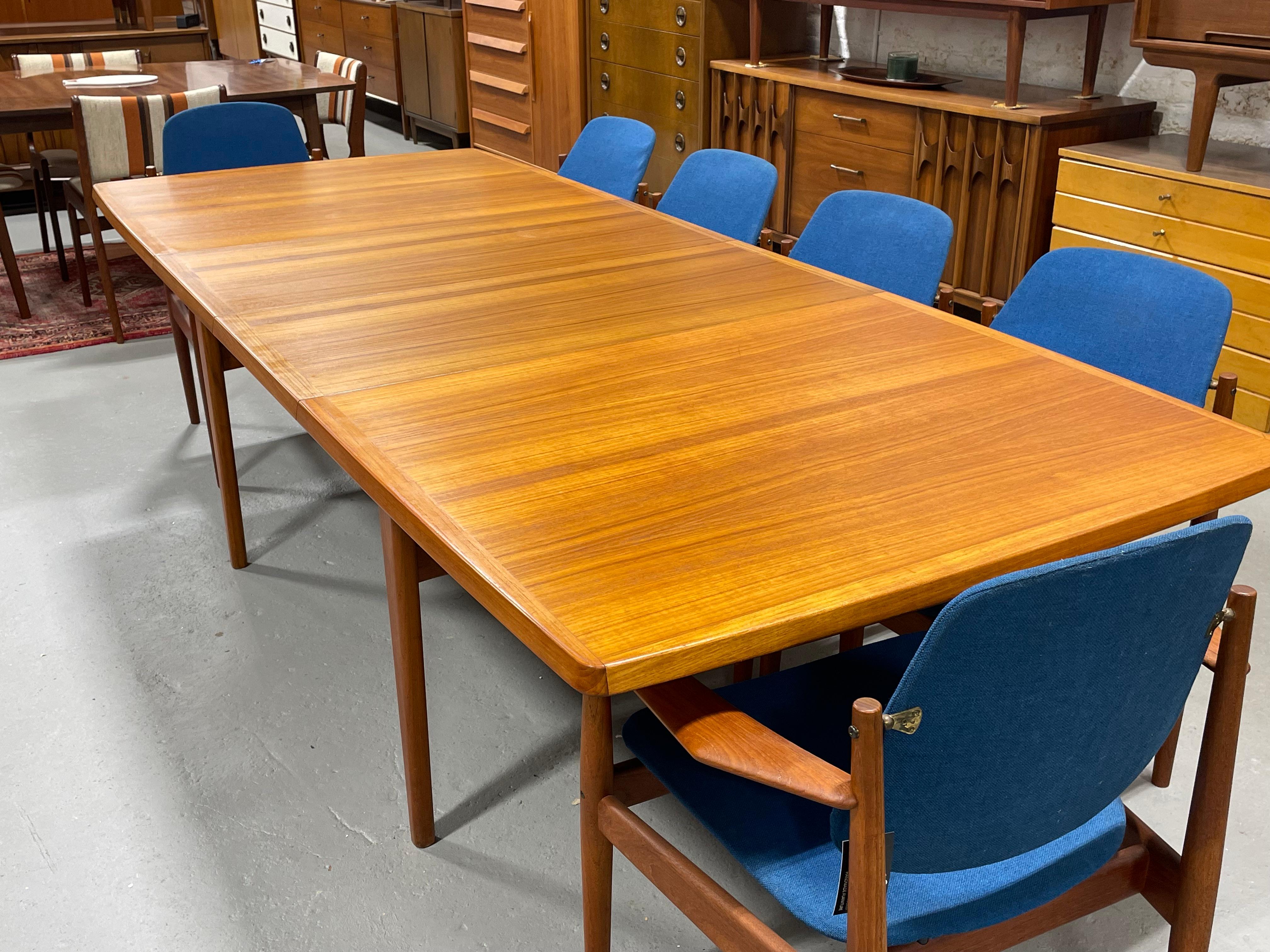 Extra LONG Mid Century MODERN Teak Expandable DINING Table, c. 1960's 1
