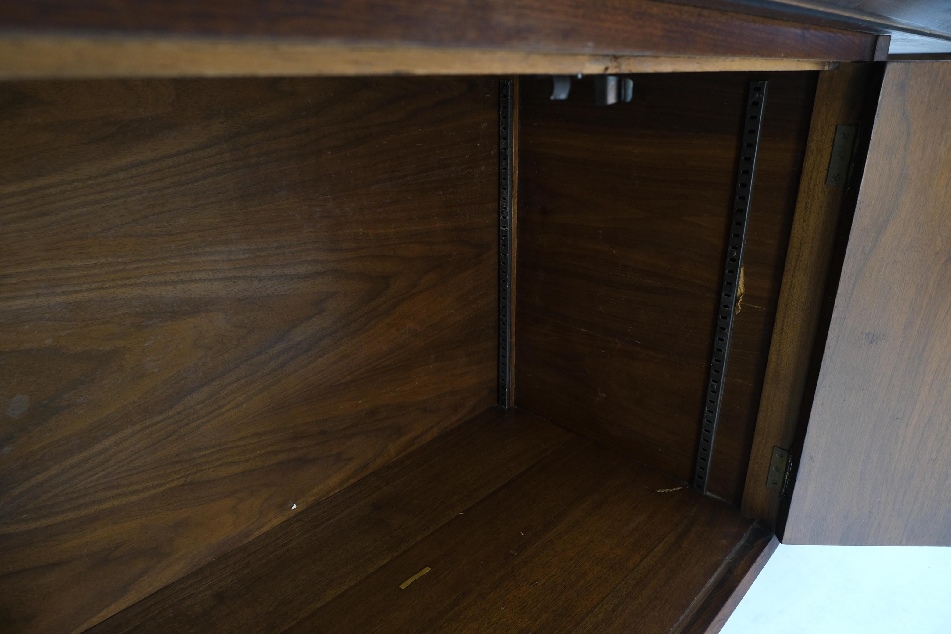 Extra Long Mid Century Modern Walnut Console Table w/ Two Door Compartment 1