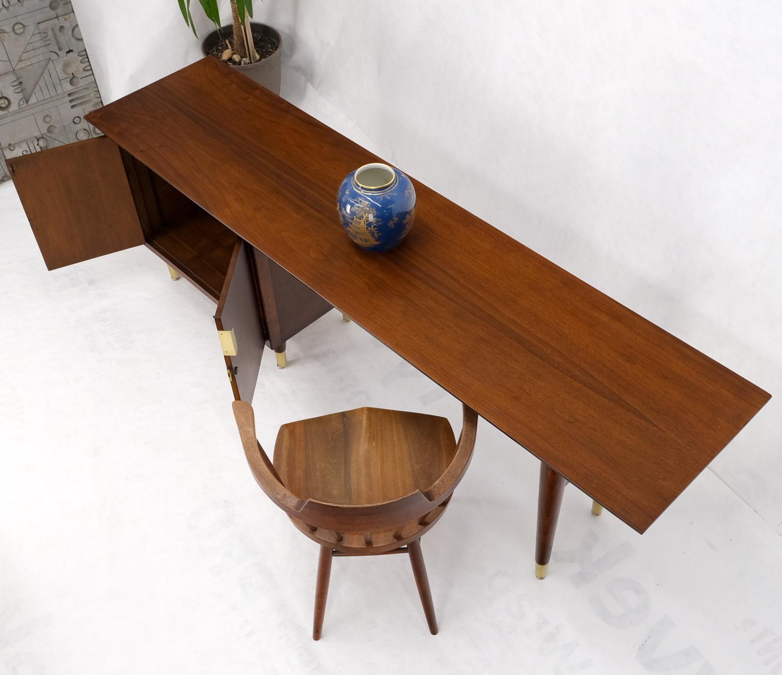 Oiled Extra Long Mid Century Modern Walnut Console Table w/ Two Door Compartment