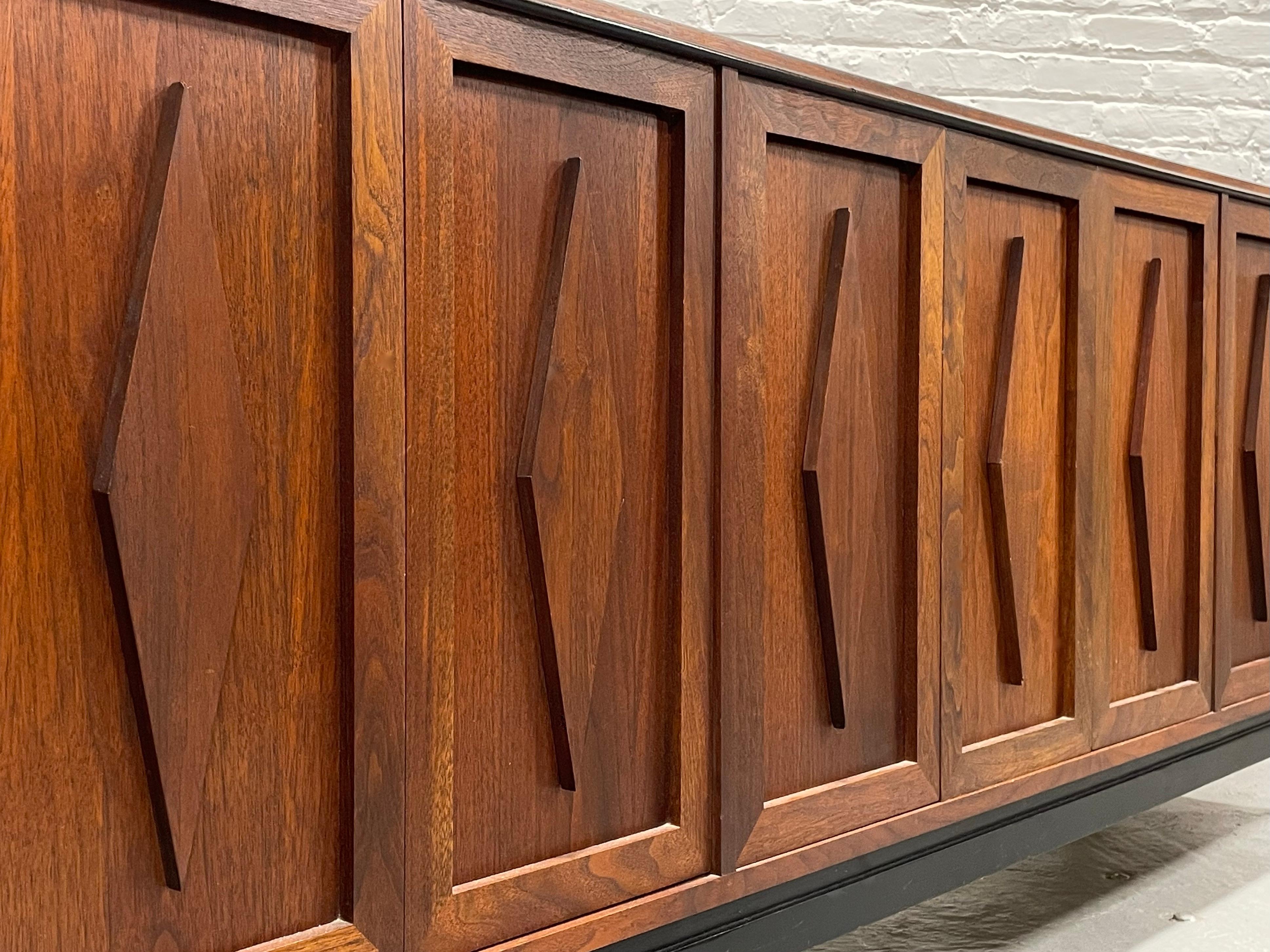 Extra LONG Mid Century MODERN Walnut CREDENZA / Media Stand, c. 1960s 1