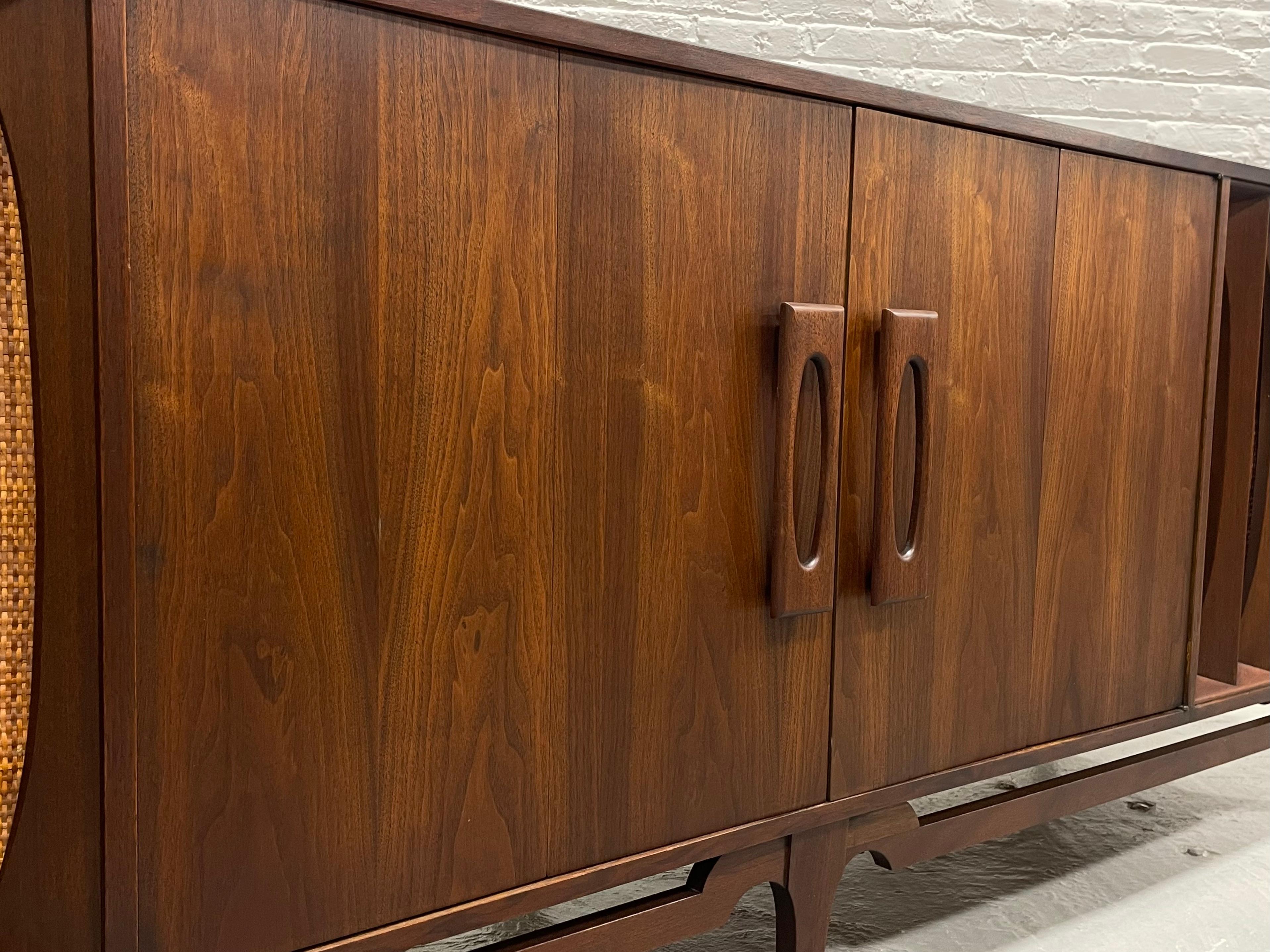 Extra LONG Mid Century MODERN Walnut Stereo Cabinet / CREDENZA / Media Stand, c. 4