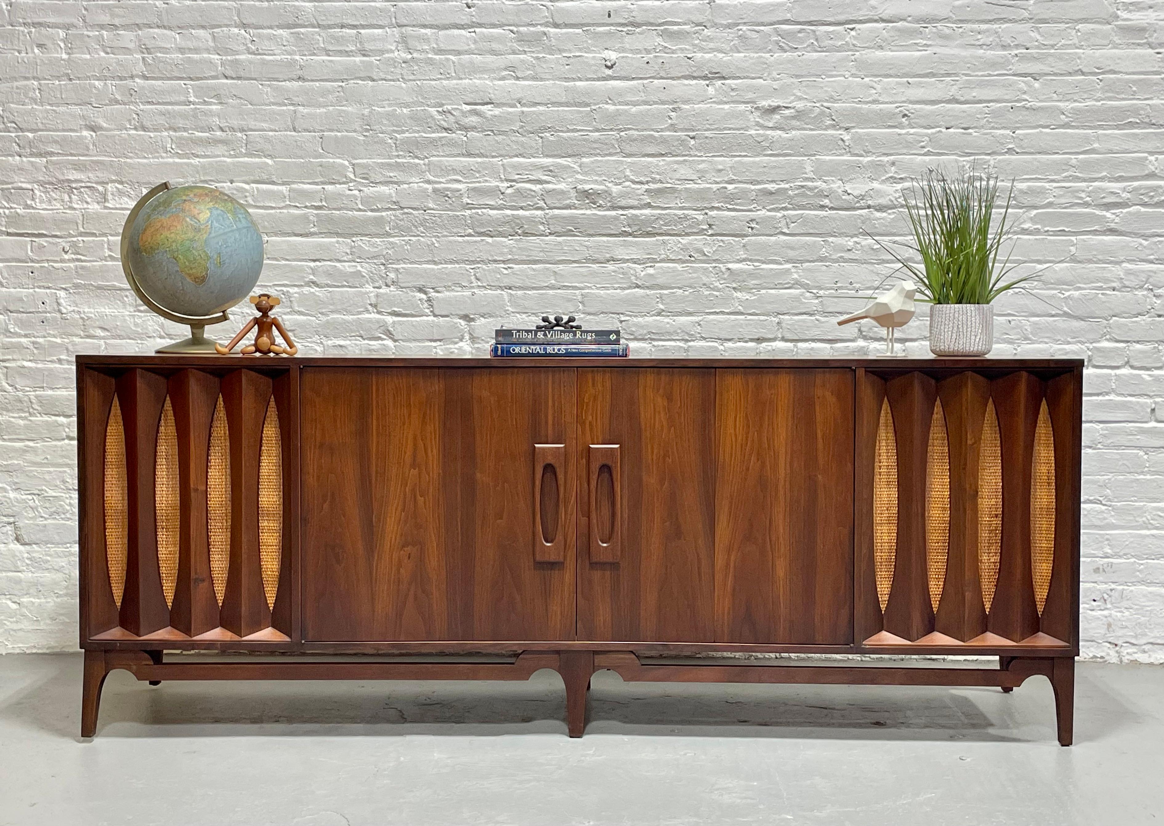 Mid-20th Century Extra LONG Mid Century MODERN Walnut Stereo Cabinet / CREDENZA / Media Stand, c.